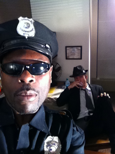 David Terrell as Chief Blow on set of TV project Gritty Noir