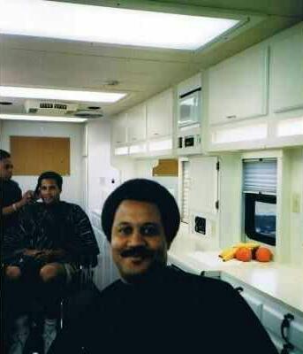 Leon Turner set to recieve hair and makeup prior to 1998 filming location for Life movie