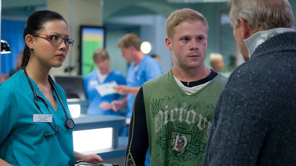 Johnny Sachon as guest lead 'Simon Thomas' for BBC1's Casualty .