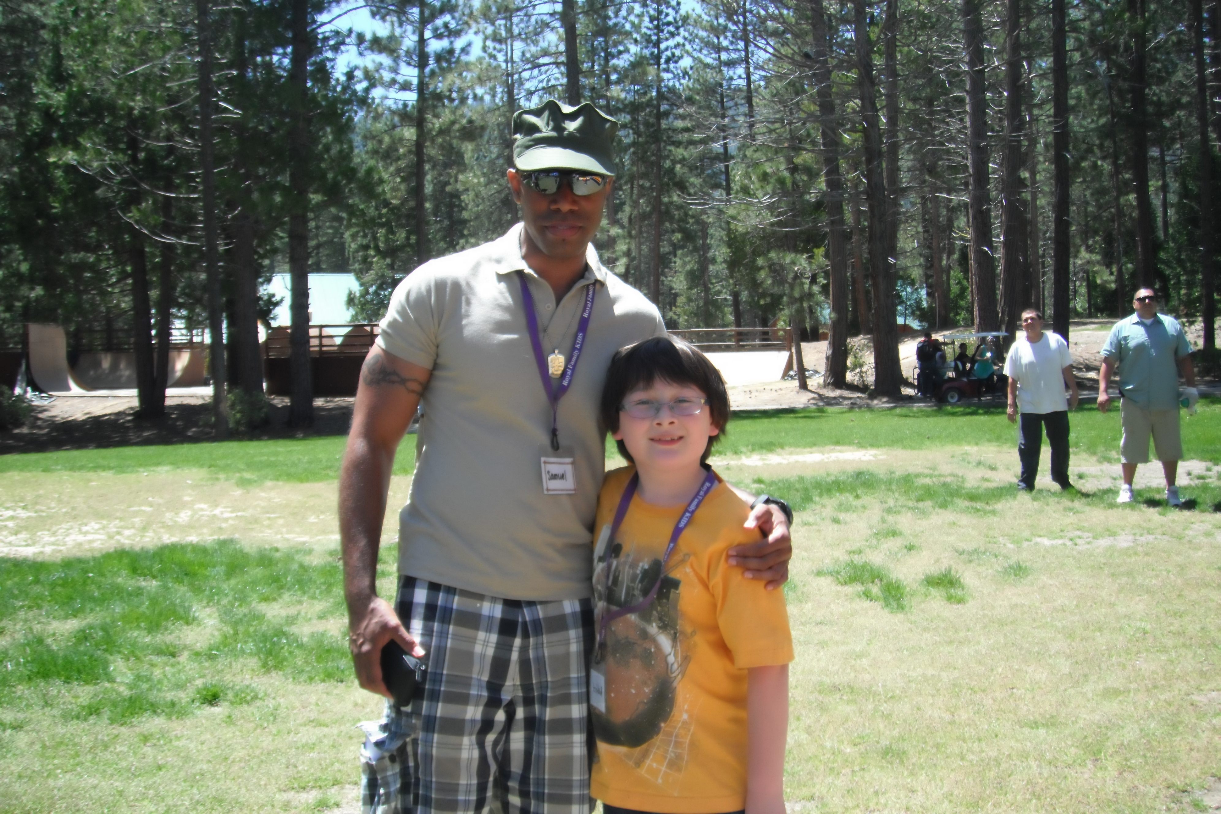 Matthew Jacob Wayne, with actor Asante Jones, on location at the CAMP movie shoot in the Sequoia National Forest at Lake Hume, CA