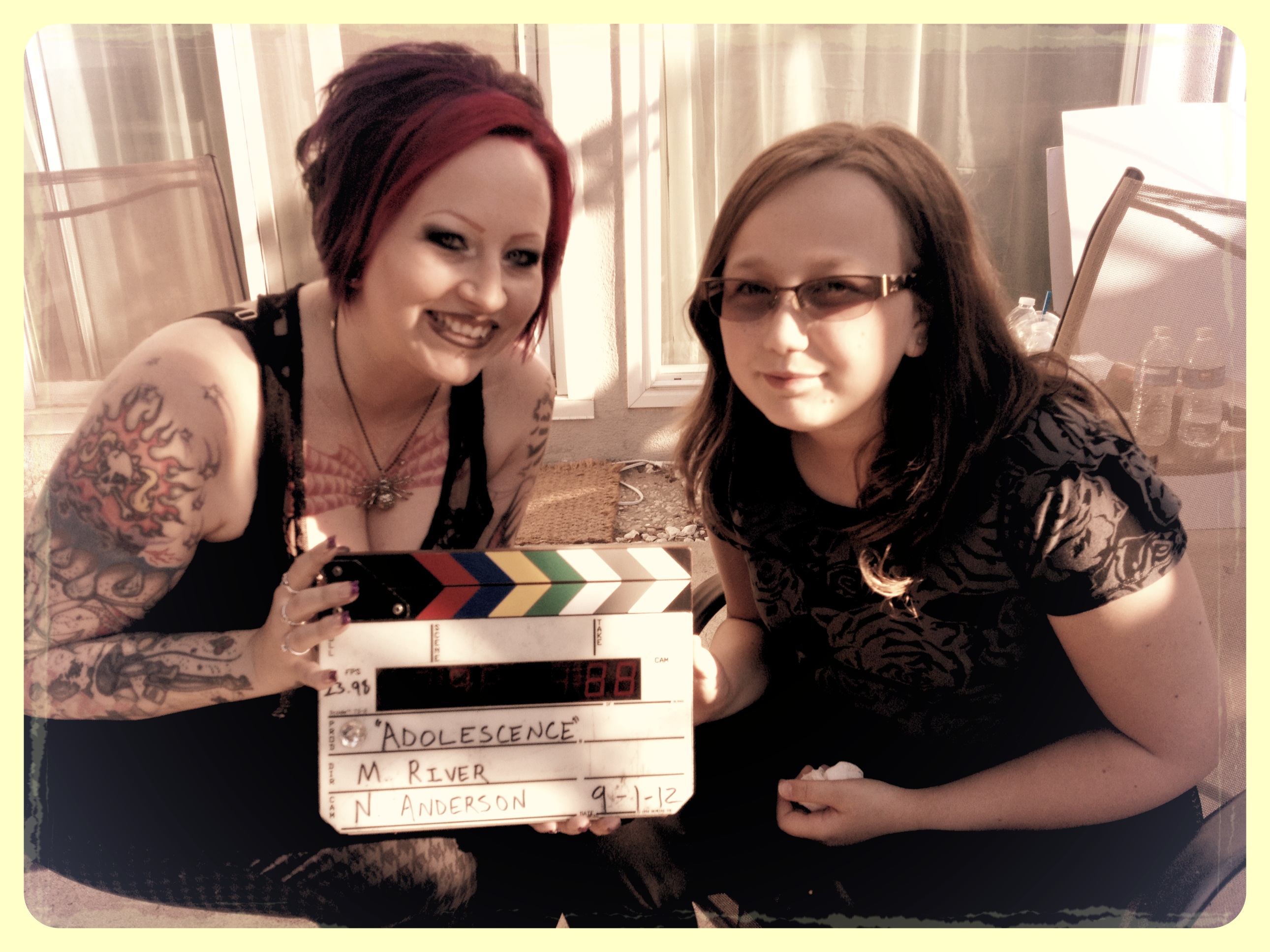 Kelsey Shoup and Inkerbella on set of 