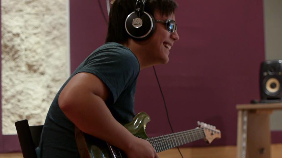 Recording guitars at Studios Soyuz in Paris, France.