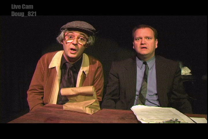 Tom Konkle and David Beeler in live stage performance of The Apple Falls Far