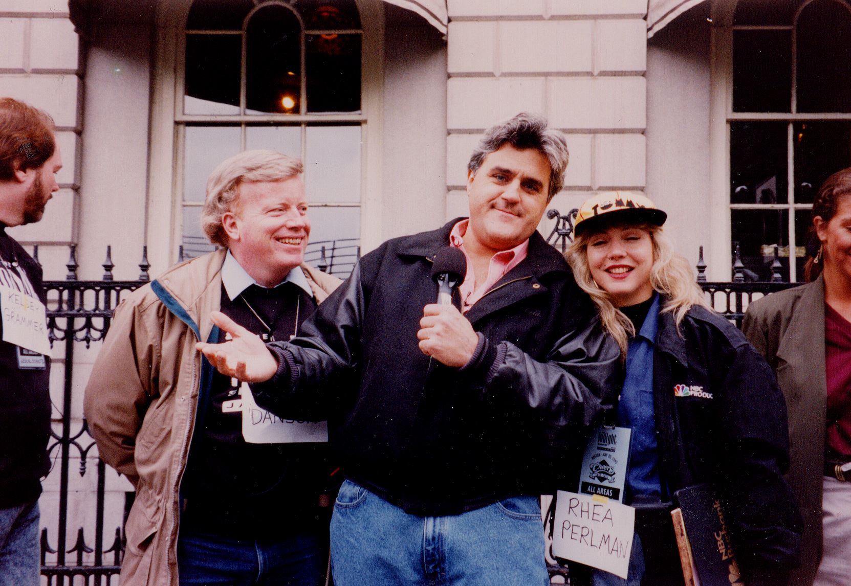 With Jay Leno on location in Boston at The Bull & Finch (Cheers Bar).