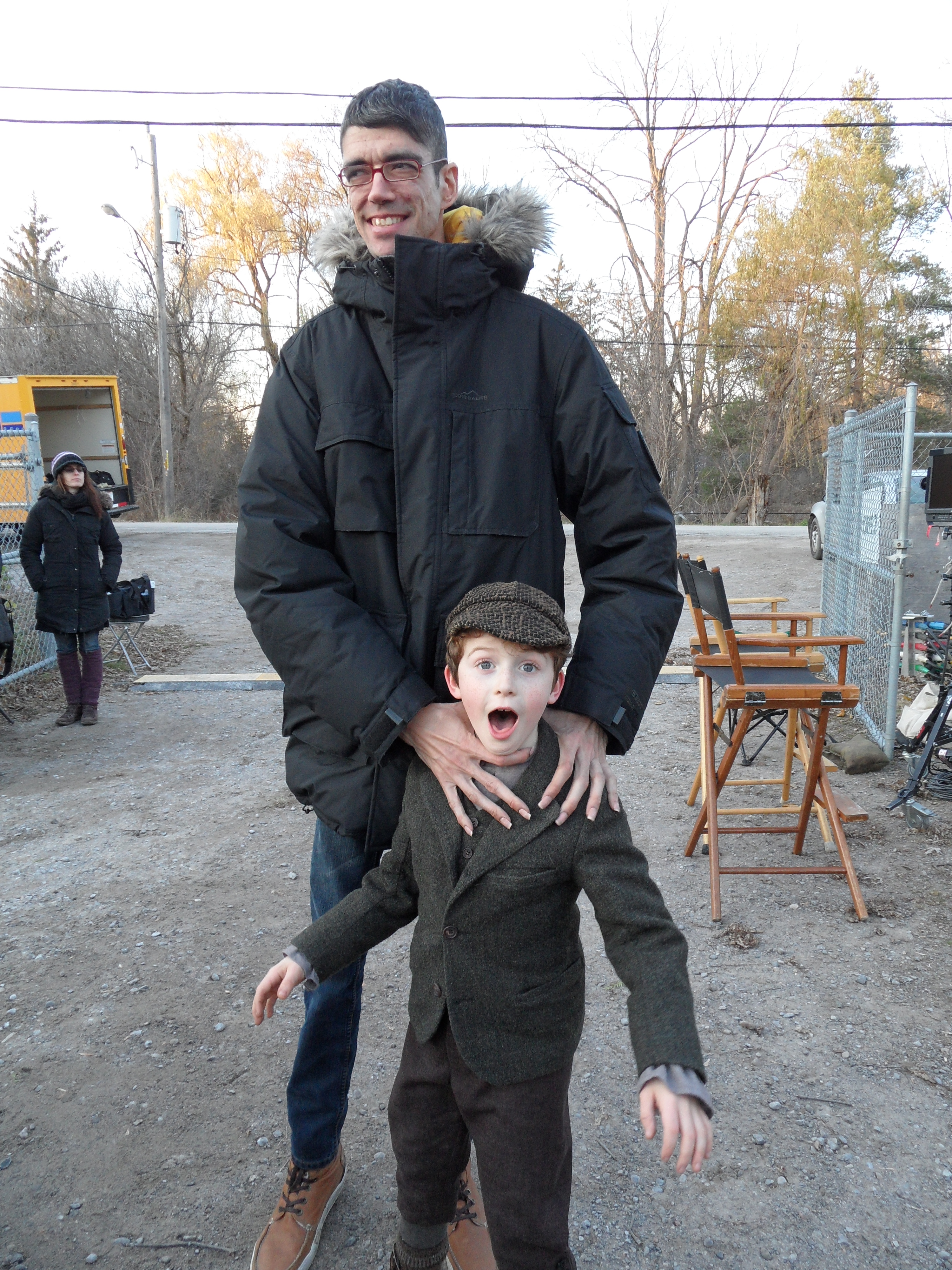 Mama (feature film November 2011) - on set with Javier Botet who played 