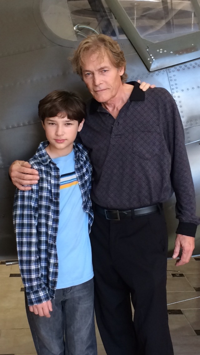 Michael Massee and Blaze Tucker, father and son, between takes on a feature film set.