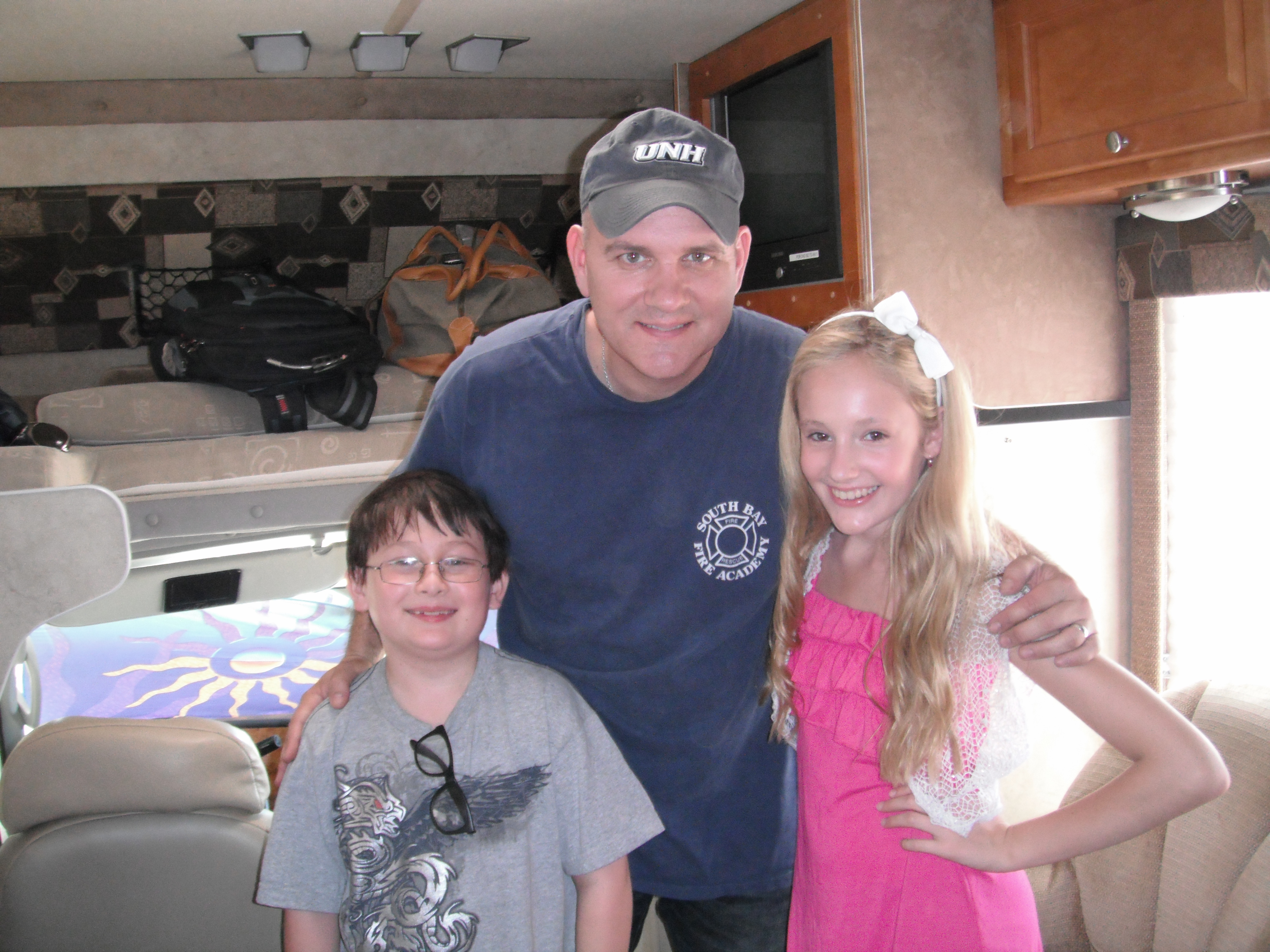 Me, with actor: Mike O'Malley (GLEE) and actress: Athena Ripka, in our dressing room trailer, on location filming 