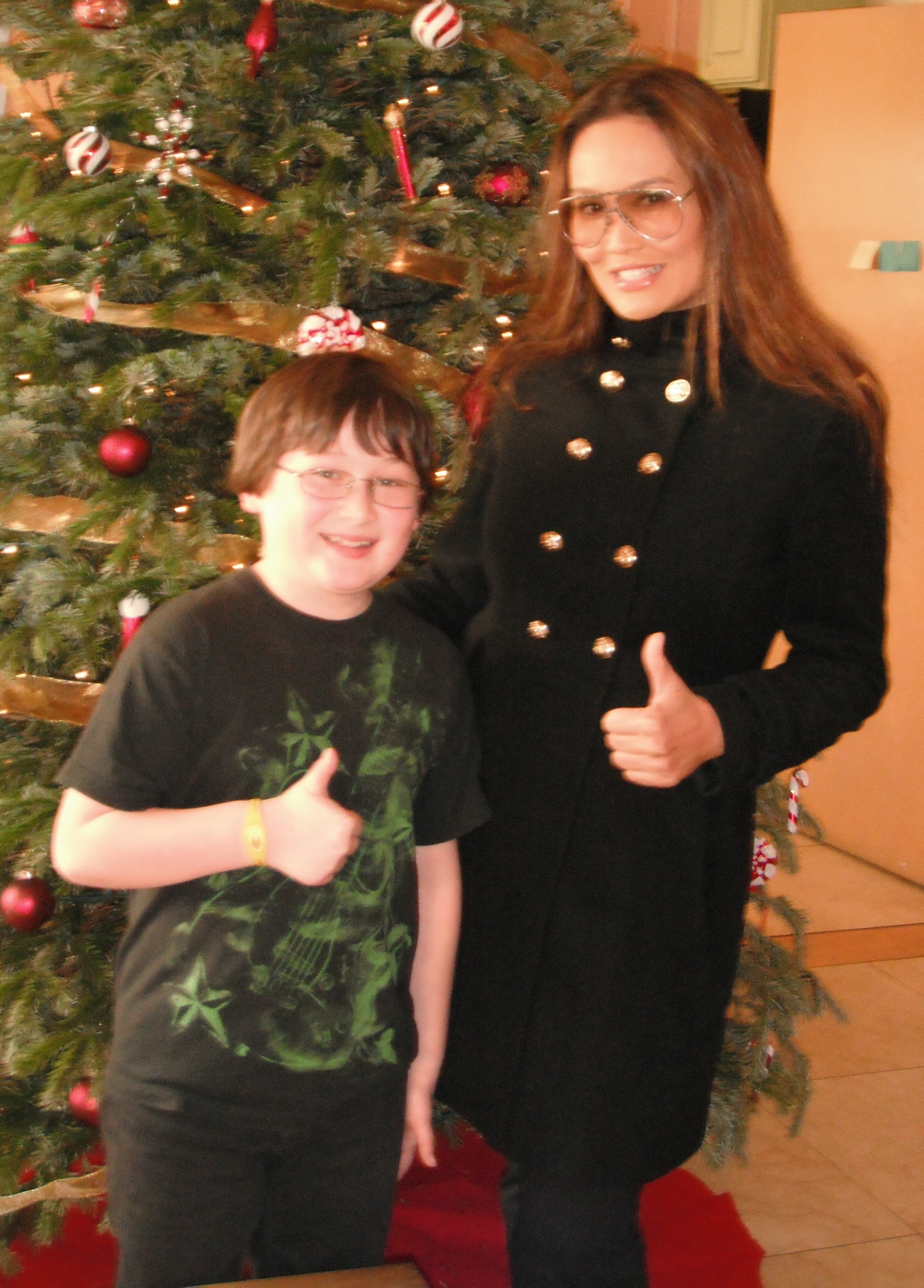 Matthew Jacob Wayne and Tia Carrere at Salami Studios, in Studio City, CA, after finishing up their voice over sessions, just before Christmas, 2011.