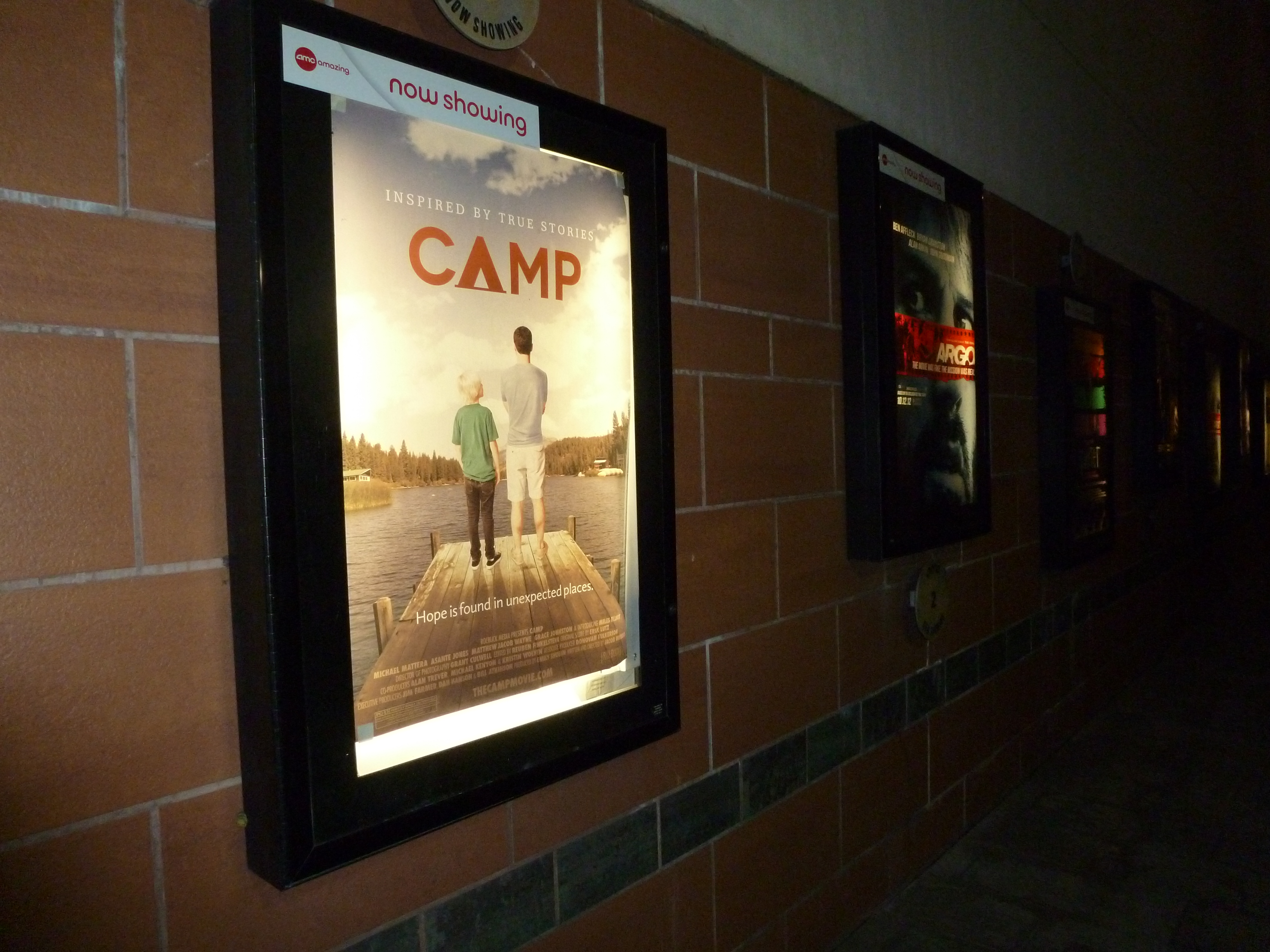 OPENING WEEKEND of the feature film CAMP, at AMC Burbank, CA. Matthew Jacob Wayne stars as 'Redford', in this film. Opened the same weekend as the Oscar Awards (note: the ARGO poster)and was the BIGGEST BOX OFFICE draw at this AMC, for the weekend!!