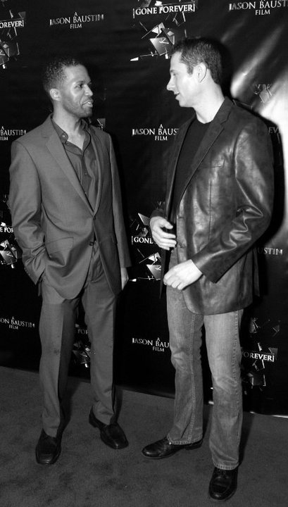 Actors Altorro Prince Black and 'Michael Alban' (qv) at the premiere of their movie Gone Forever, directed by Jason Baustin