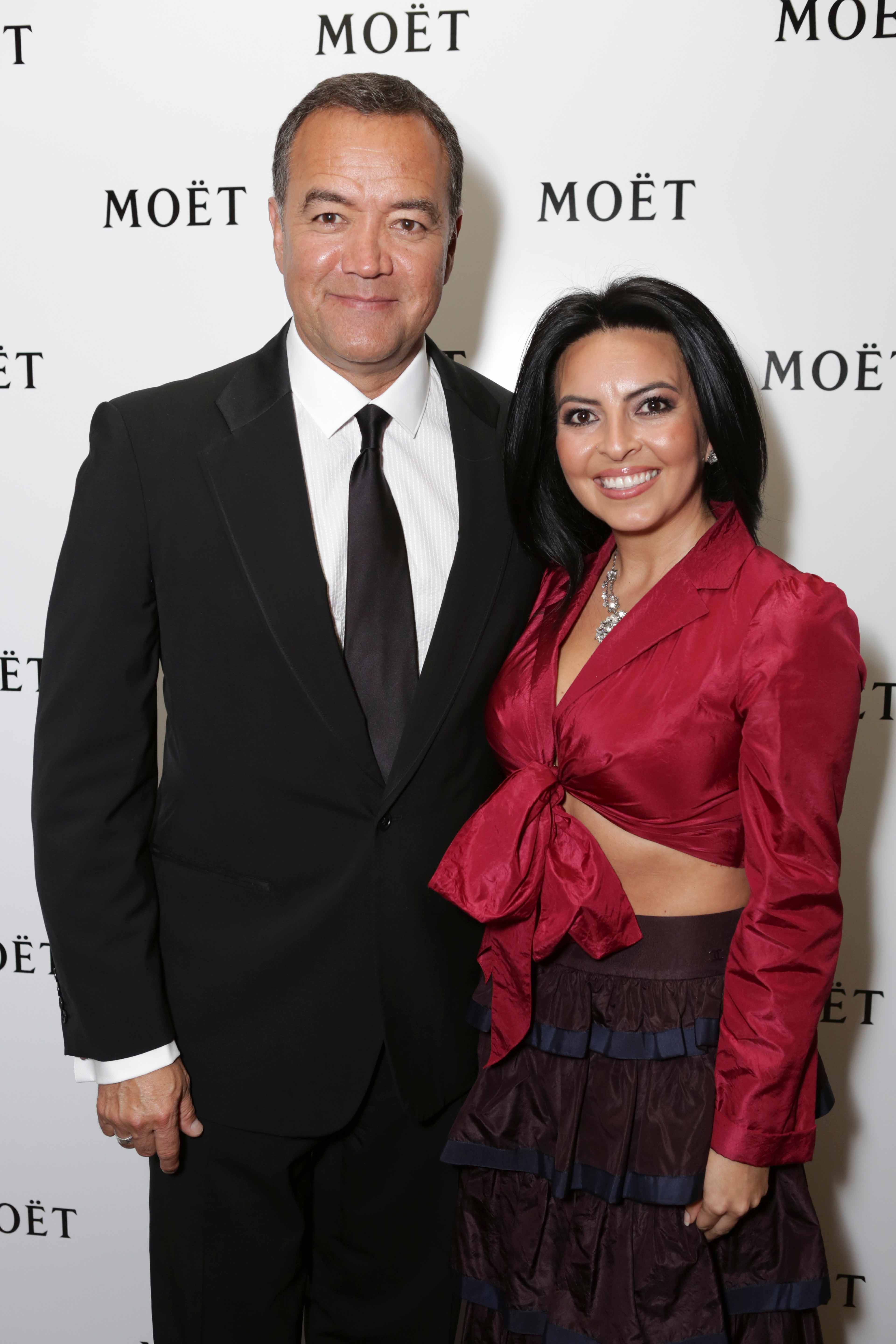 Moet & Chandon toasts Latinos in Hollywood at the National Hispanic Media Coalition Awards Gala, February 28, 2014. Lisa Leyva with honoree George Parra, producer American Hustle and Nebraska