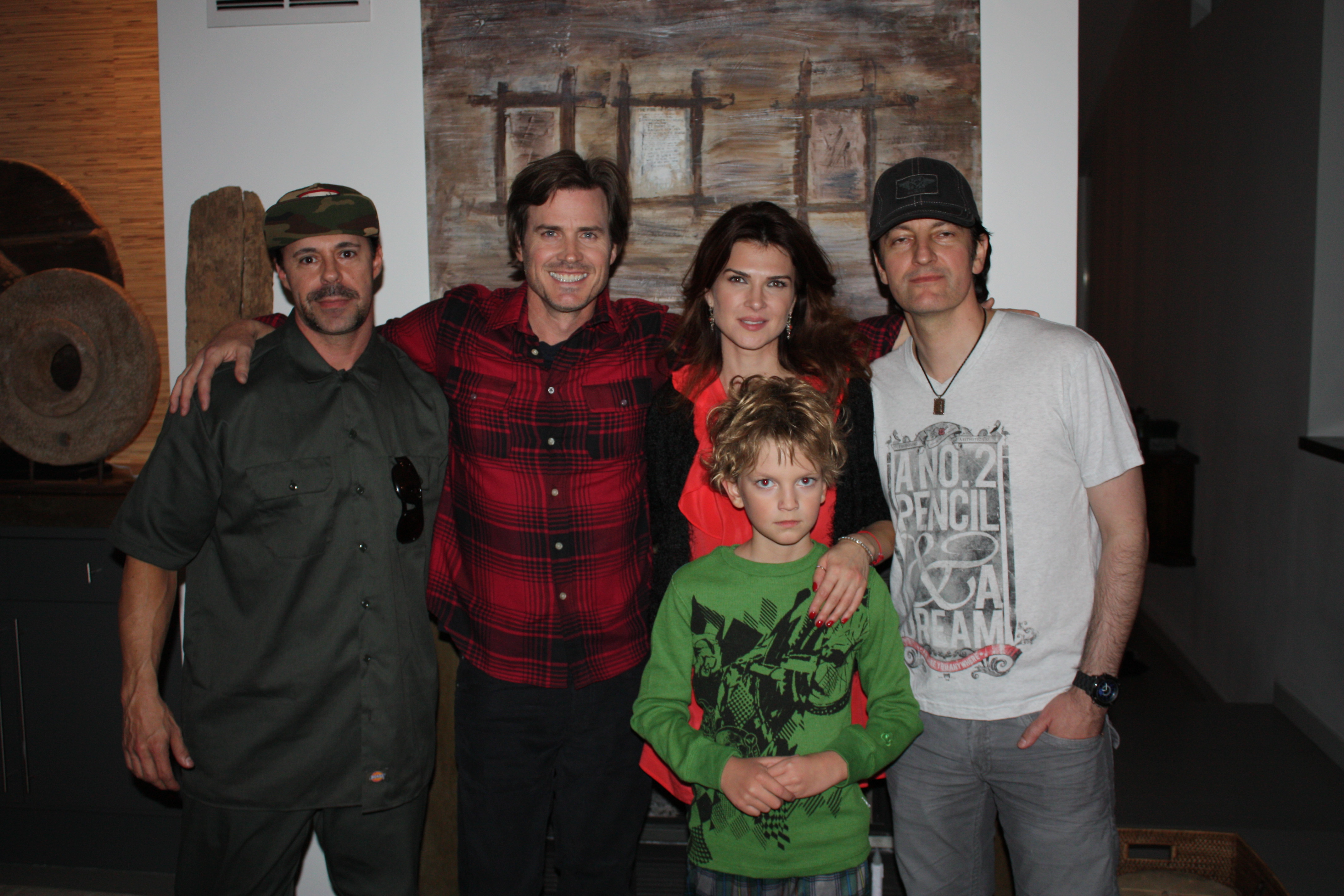 Chris Gowen, Victor Browne, Monica Barladeanu, George Voicu, with director Max Carp on the set of 