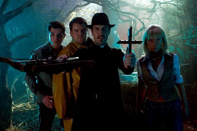 Still of Paul McGann, James Corden, Mathew Horne and MyAnna Buring in Lesbian Vampire Killers (2009)