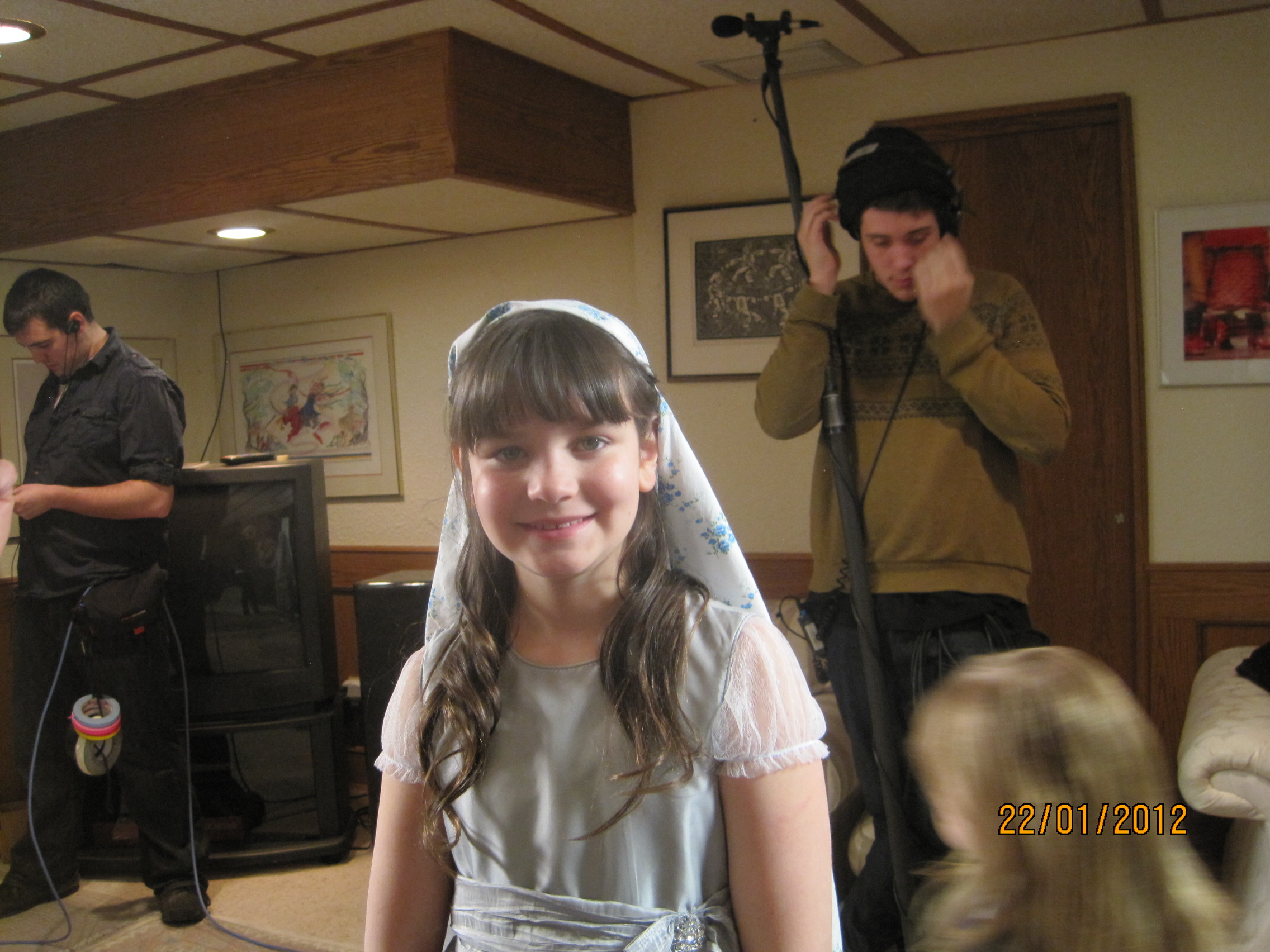 Angel as Young Julia on I think I do movie set