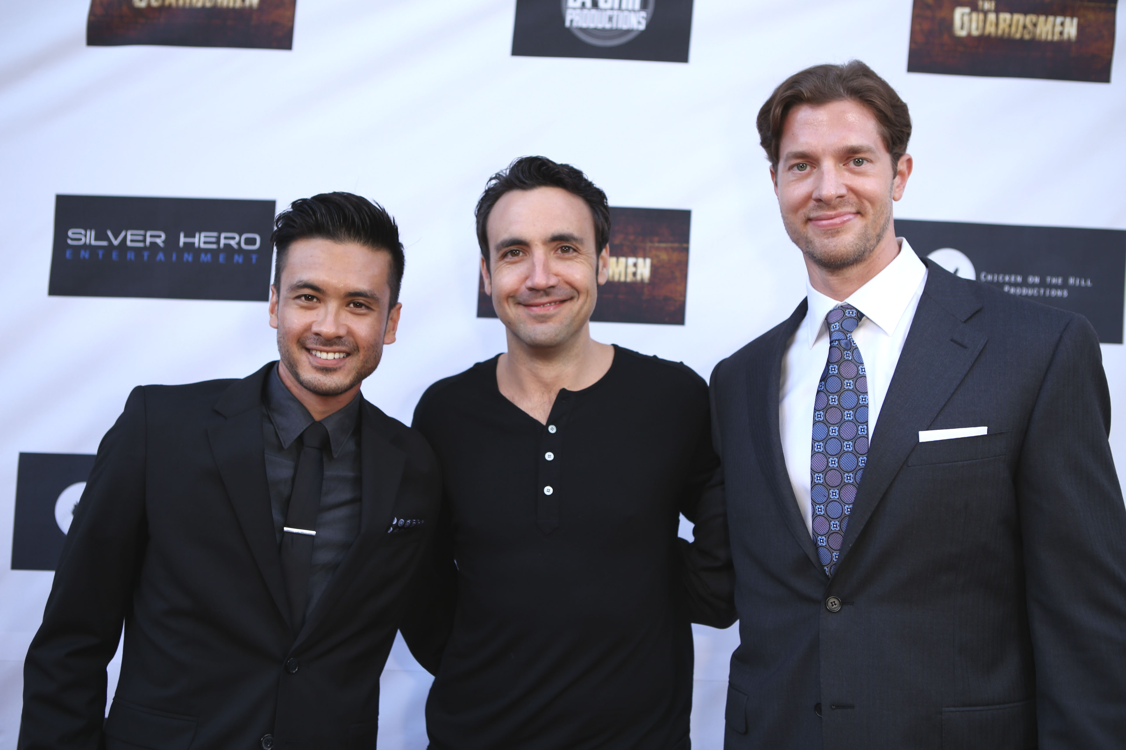 Robert Santiago, Chris Connell, and Matt Kohler at The Guardsmen (2014) premiere