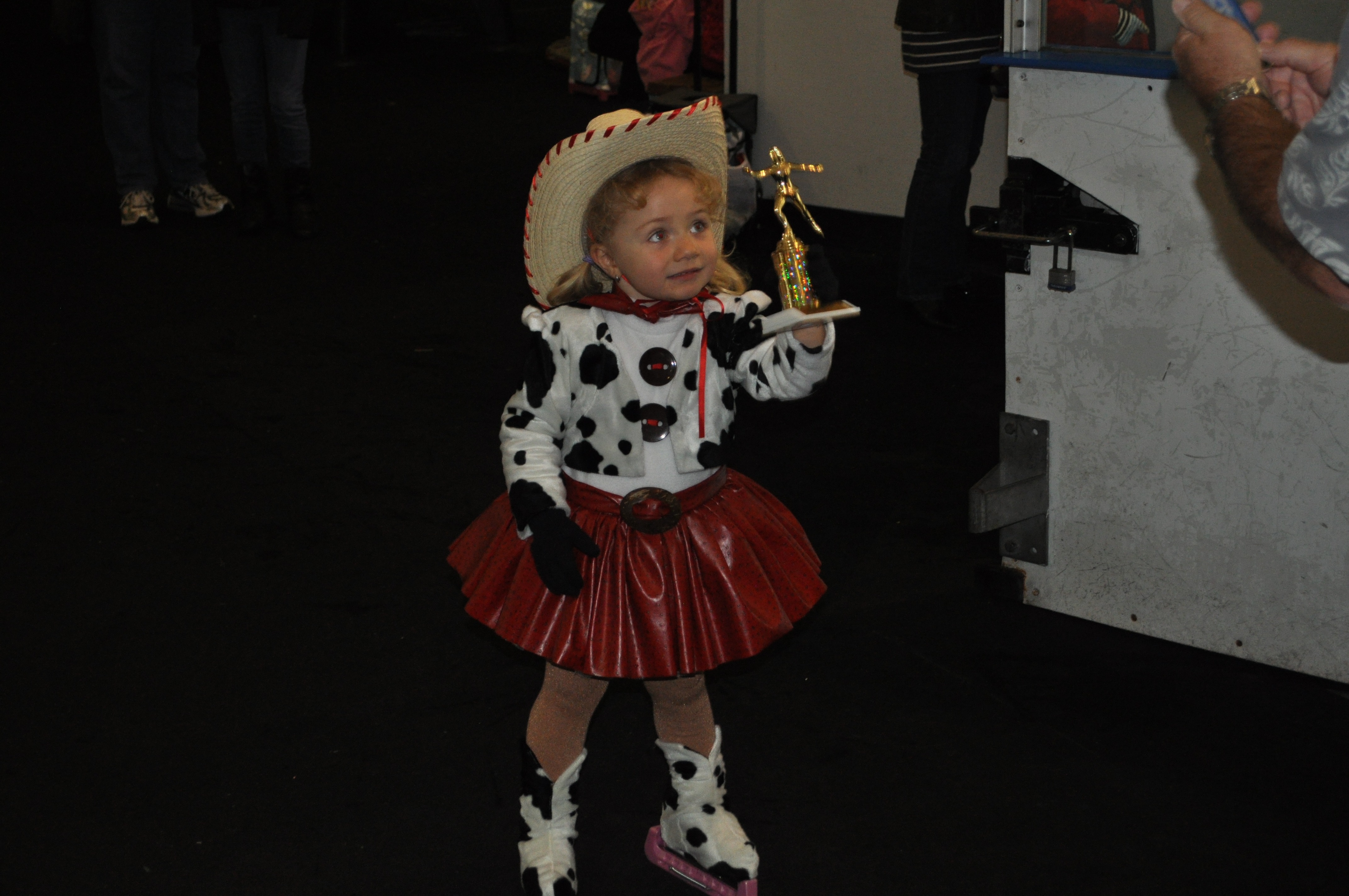 March 12,2011. 2 years and 9 months old Rosanna won 1st Ice Skating Trophy. Costume custom-designed and custom-madeby Oxana Foss