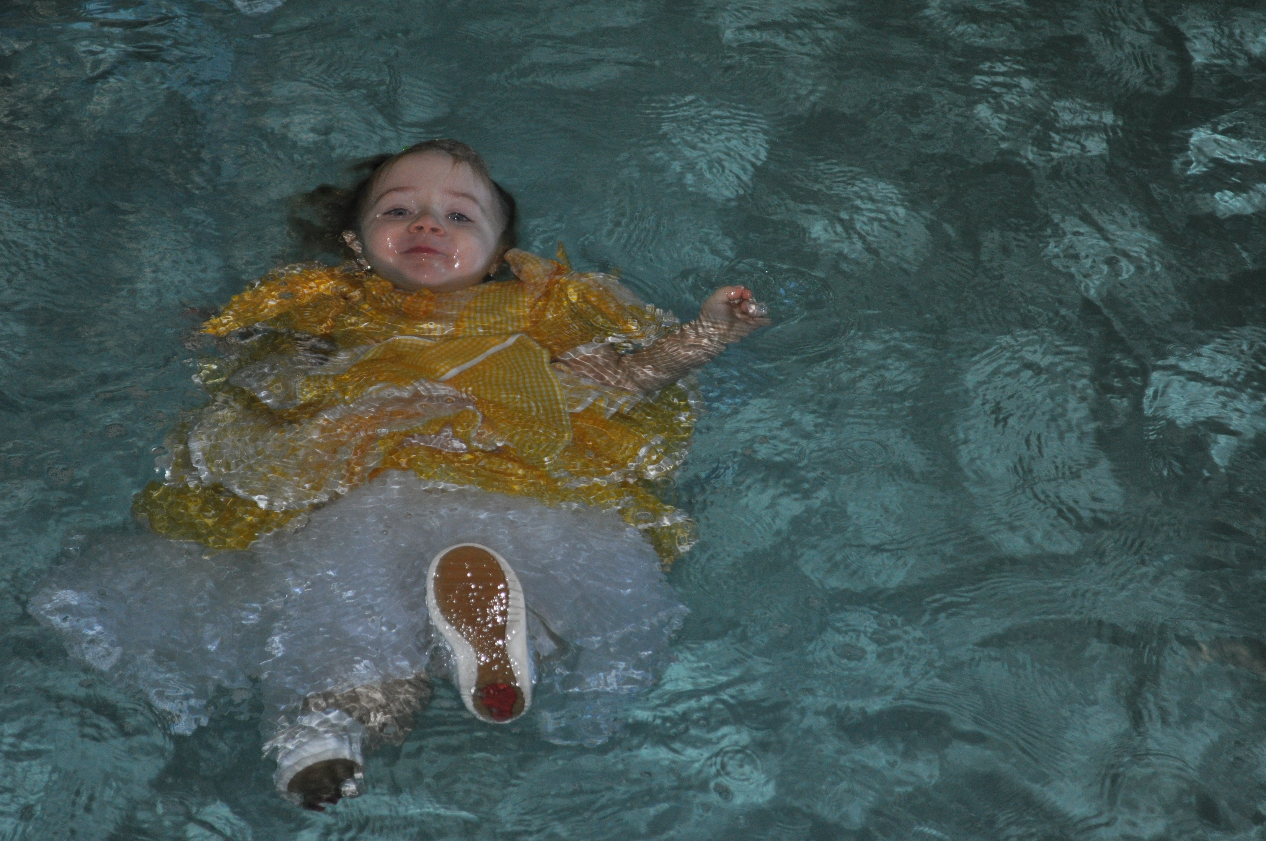 Since RJ was 2 years and 8 months old until today she is ready to swim under any circumstances BY HERSELF Dress custom-designed and custom-made by Oxana Foss