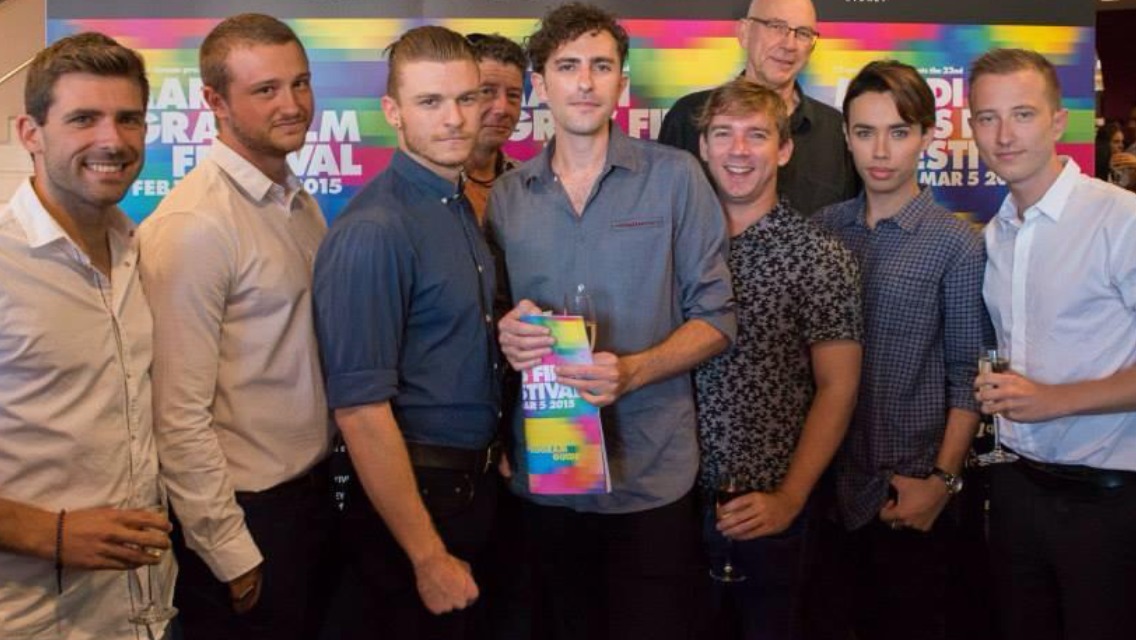 Lead actor Jack Matthews and Director Dean Francis of Australian feature film Drown, attend offical program launch for the Sydney Mardi Gras Film Festival.