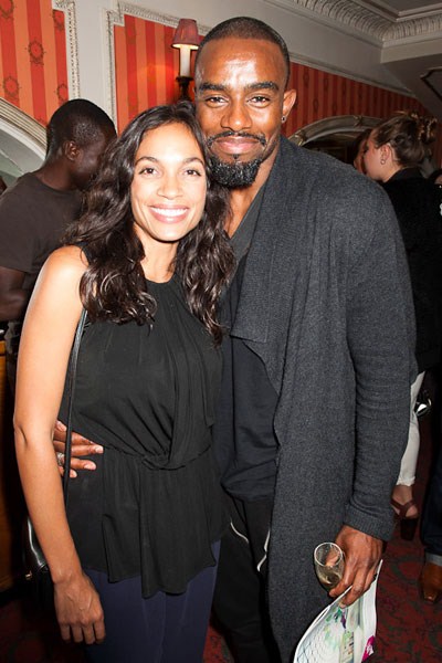 Rosario Dawson and Chucky Venn attend the after-party of Julius Caesar by the Royal Shakespeare Company