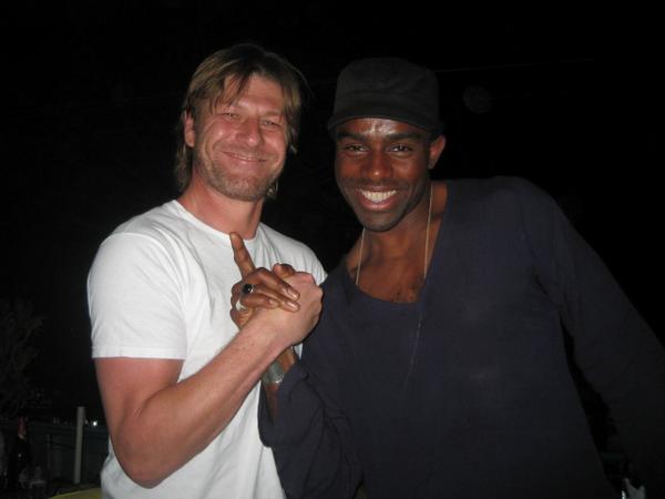 Charles Venn and Sean Bean on the set of 