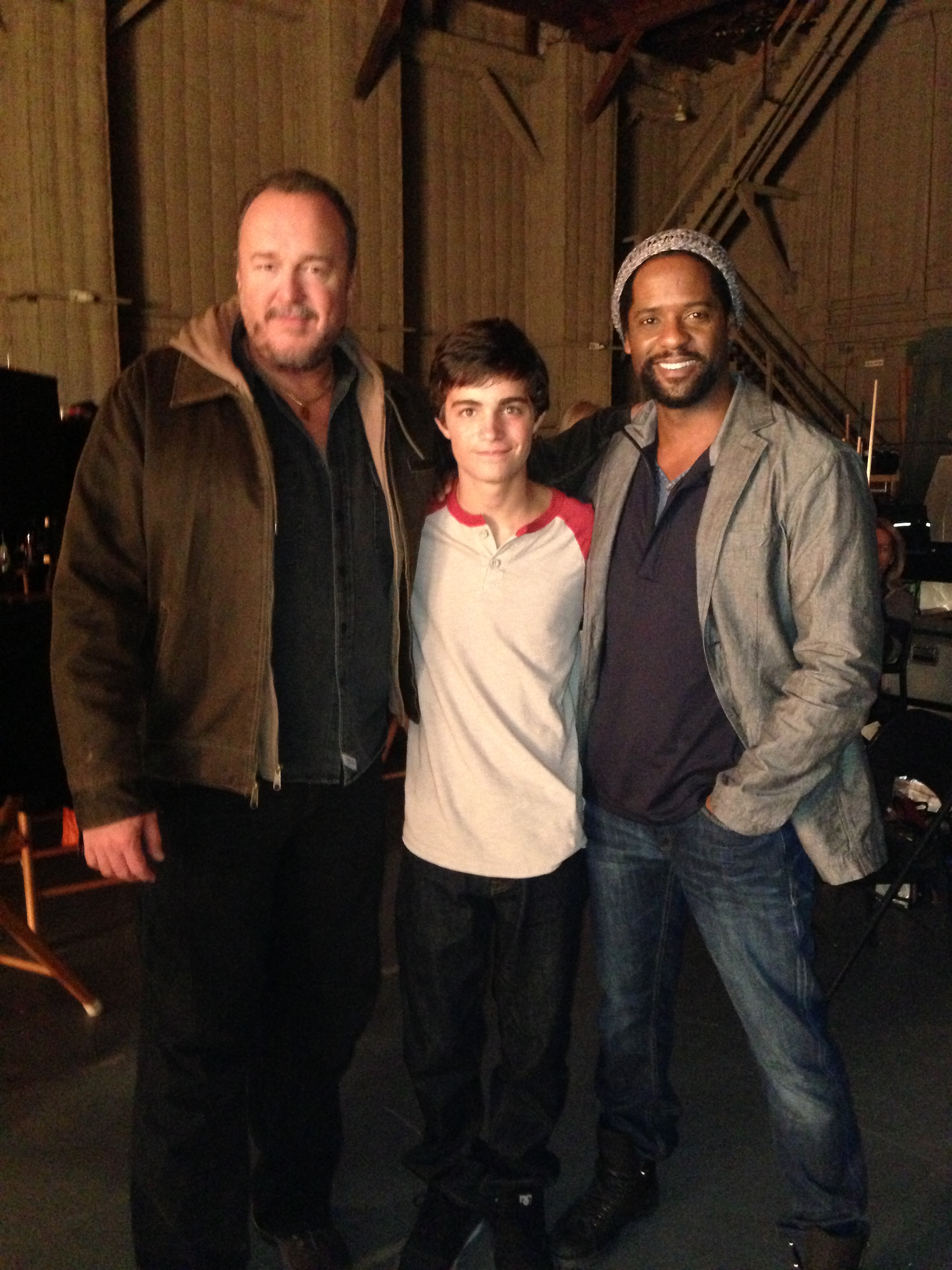 Brent Sexton, Devon Bagby, Balir Underwood on the set of Ironside.