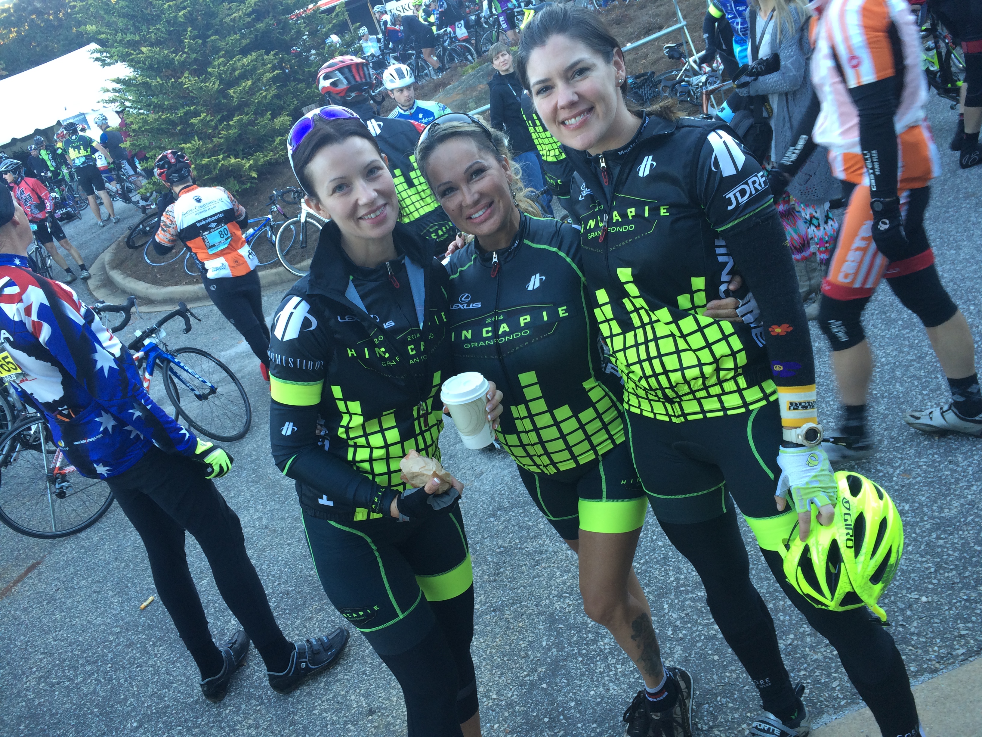 Multi talented super model Melanie Hincapie, NLP expert of native coding Lisa Christiansen and friends preparing for the exciting and challenging Gran Fondo Hincapie.