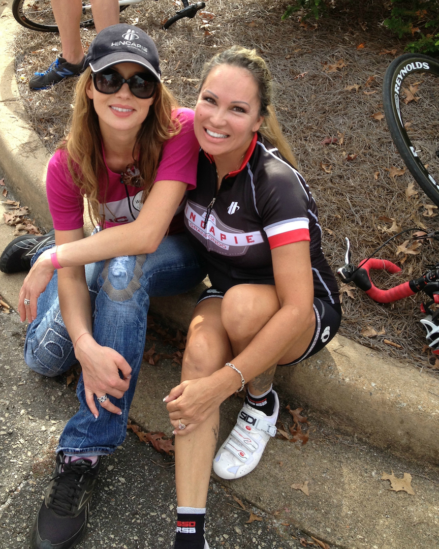 Lisa Christiansen with Melanie Hincapie at the Gran Fondo in South Carolina.