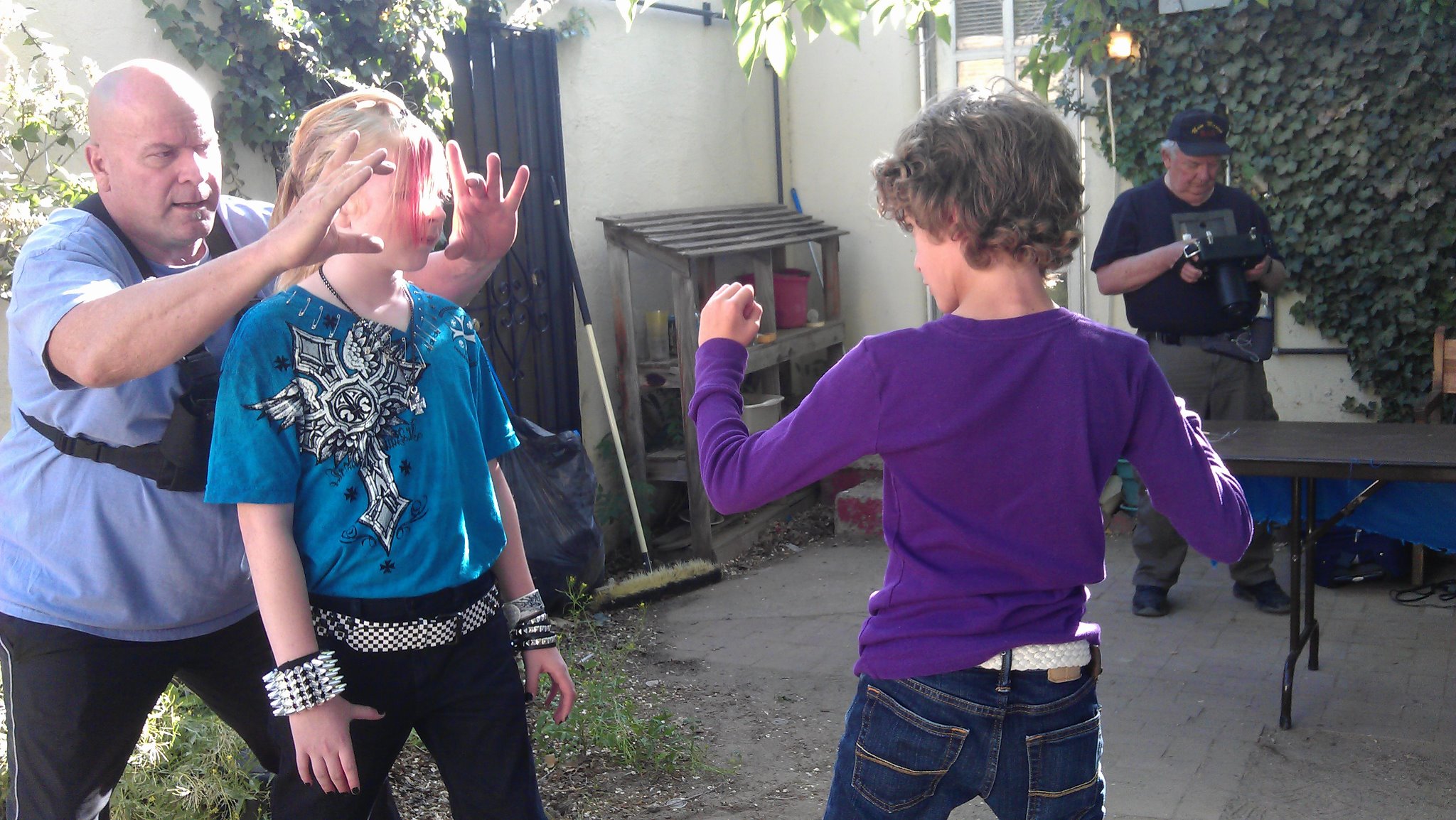 Actor Konnor Dickinson doing on set Stunt & Stage Combat Training with well known Stunt Coordinator, Michael Walter, on the set of 