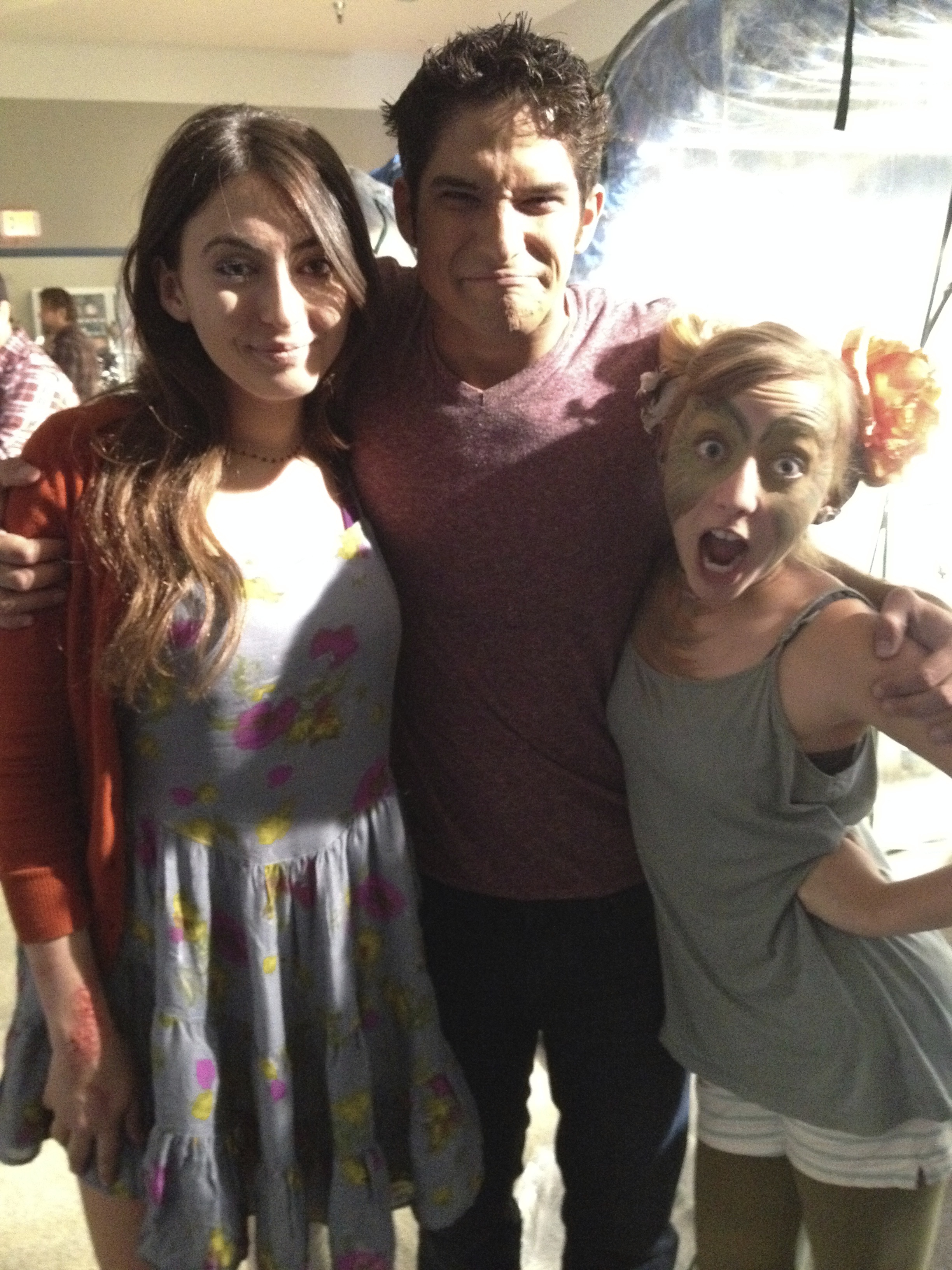 Claire Bryétt Andrew, Tyler Posey & Lily Bleu Andrew on the set of MTV's Teen Wolf.