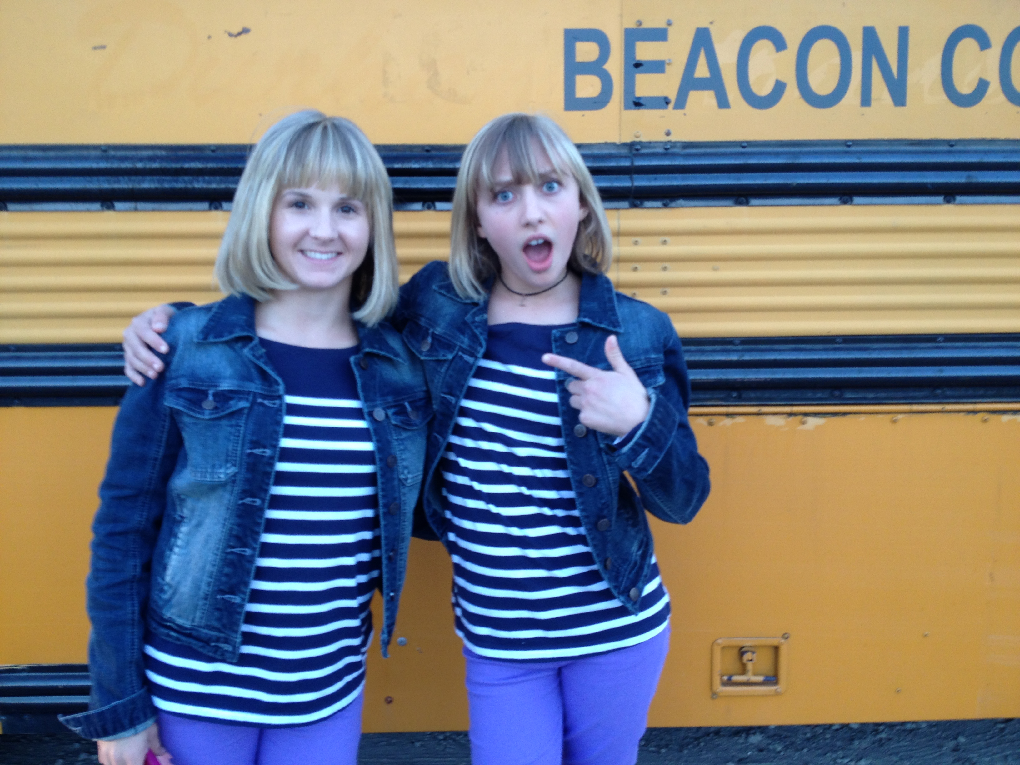 Lily Bleu Andrew and her stunt double on the set of MTV's Teen Wolf.