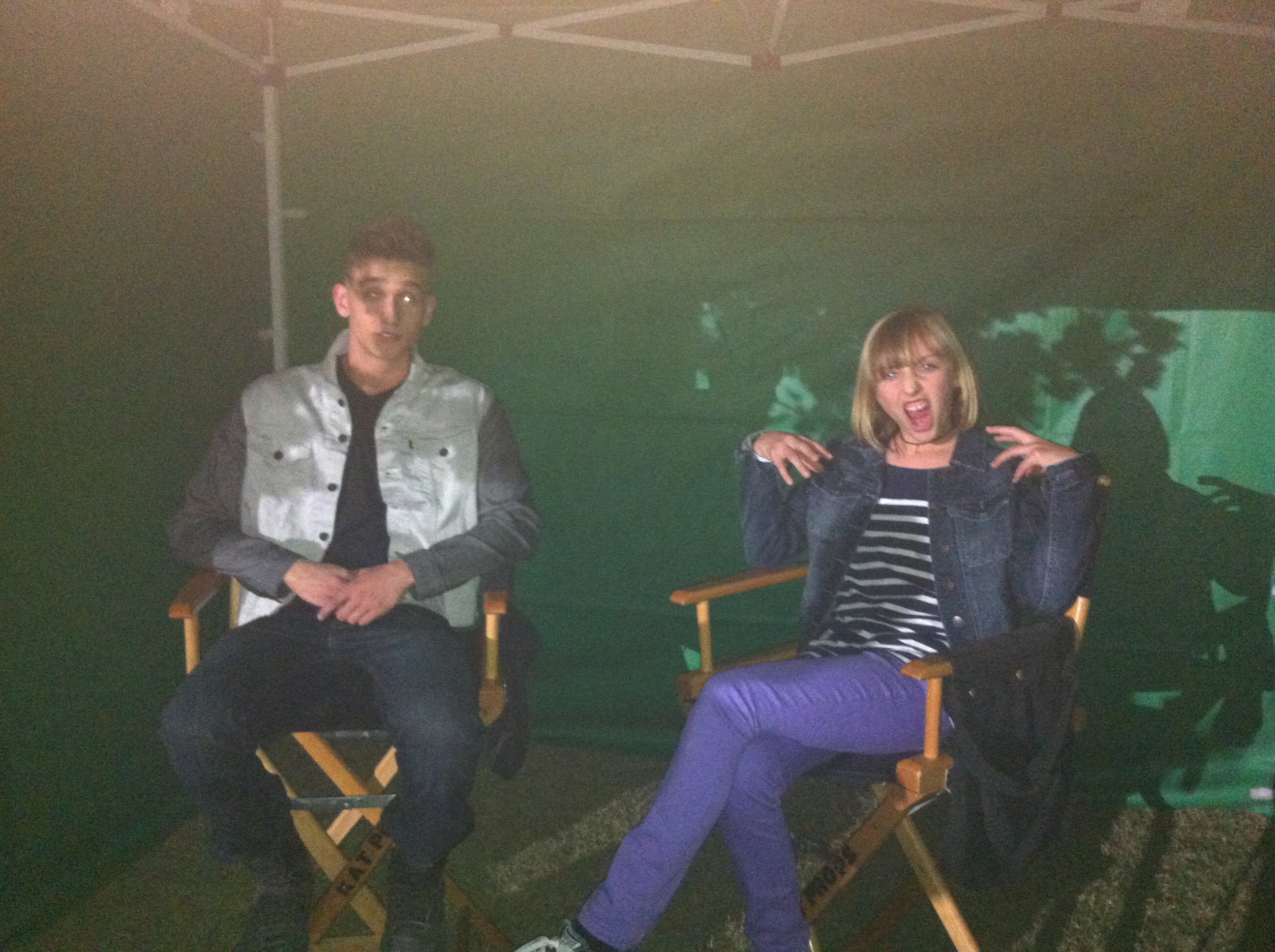 Lily Bleu Andrew and Cody Saintgnue on the set of MTV's Teen Wolf.