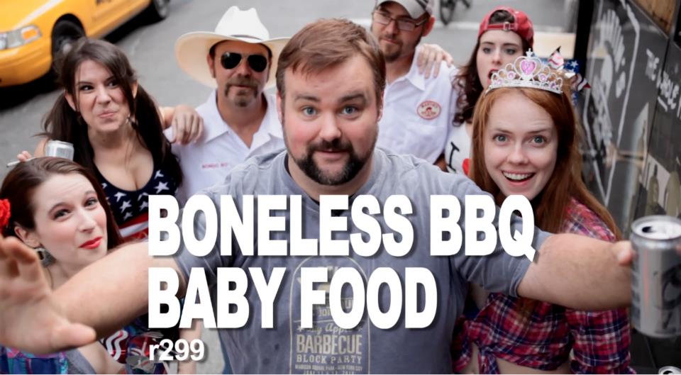 On location with the Bare Nekked Chef Boneless BBQ Baby Food.