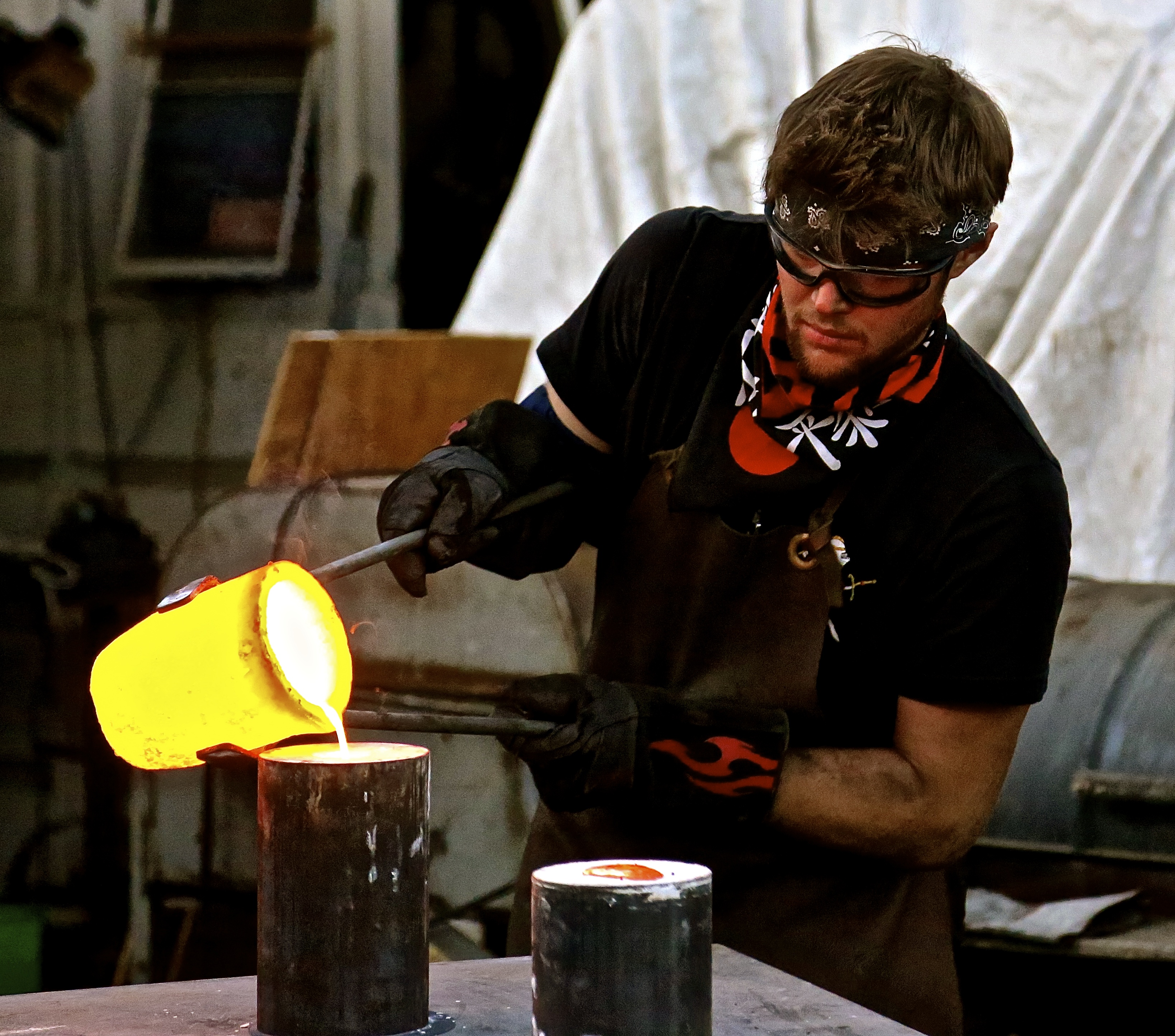 Pouring Molten Bronze