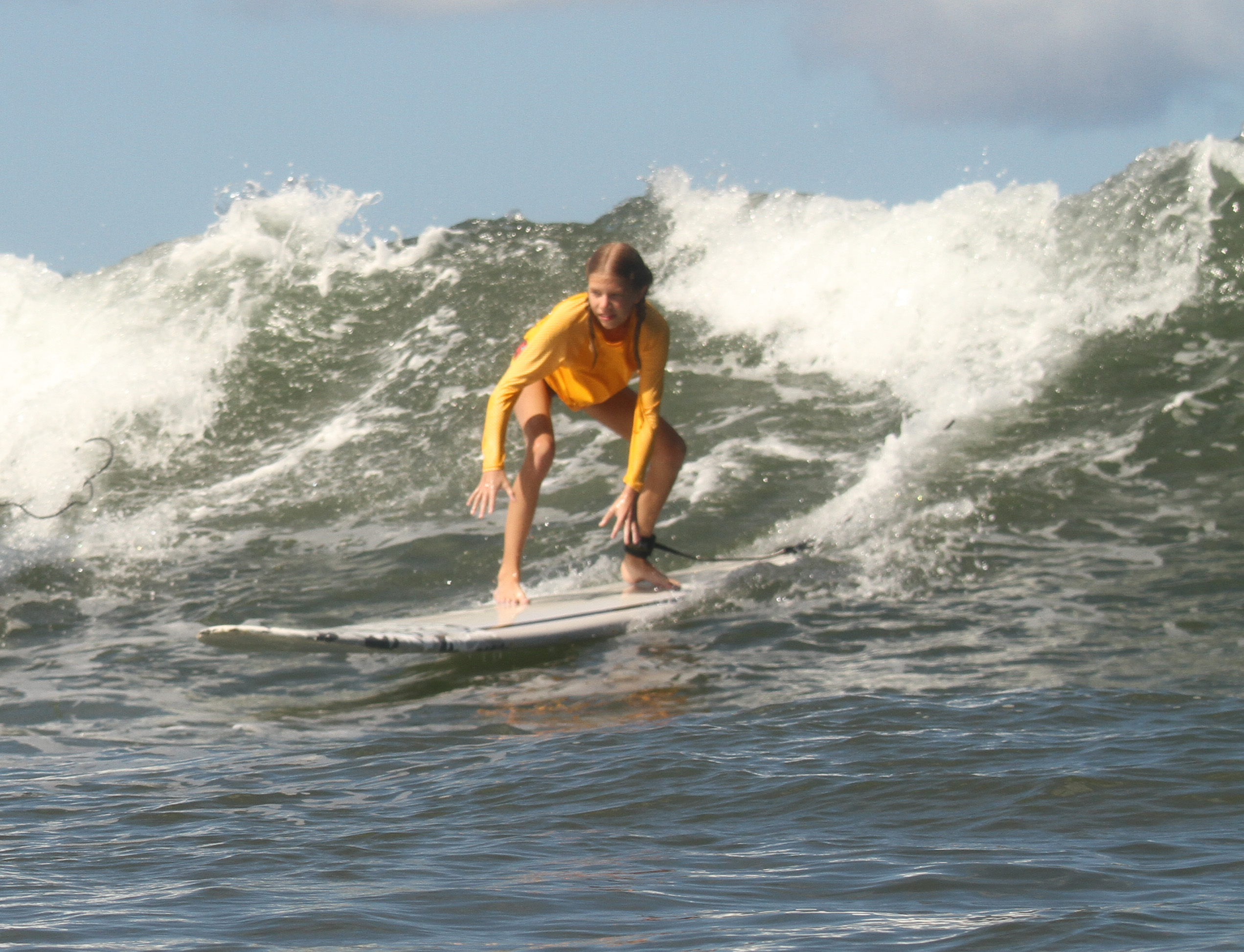 Evelyn surfing, Haleiwa, HI 2014