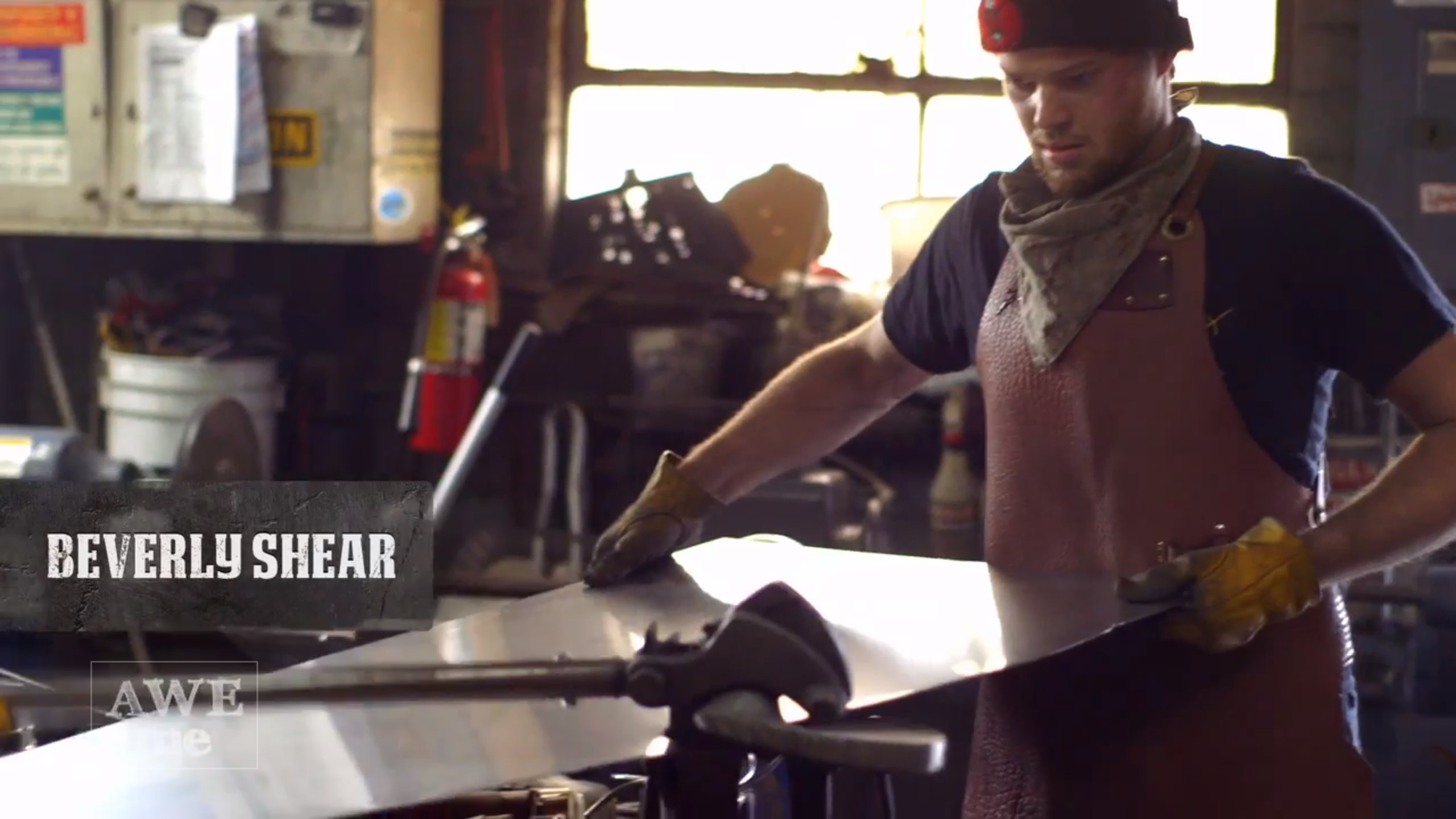 Cutting out sheet metal for Captain America's Shield. Man at Arms S02 Ep03