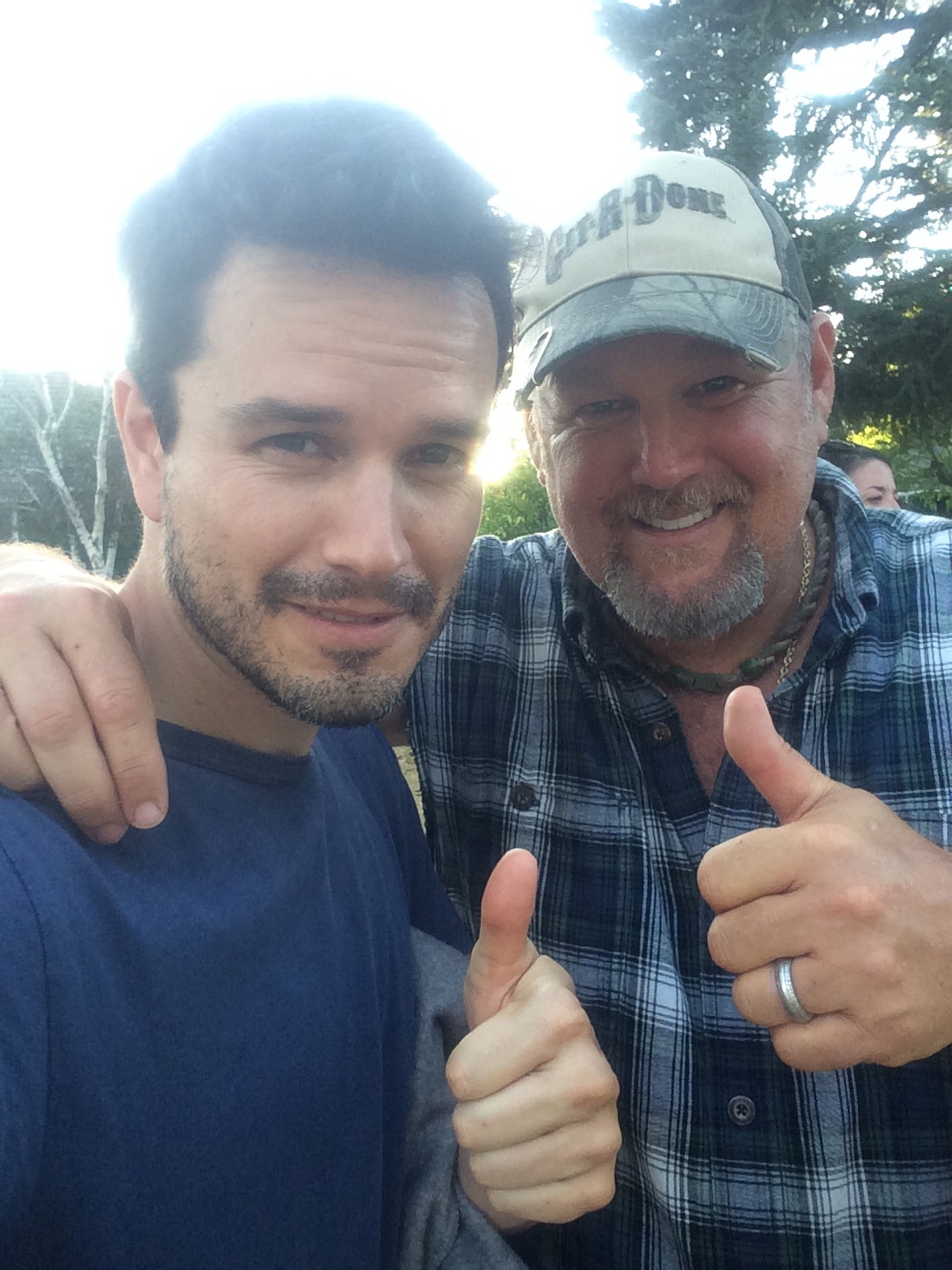 Mario Corona and Larry 'The Cable Guy' on the set of a Prilosec Commercial.