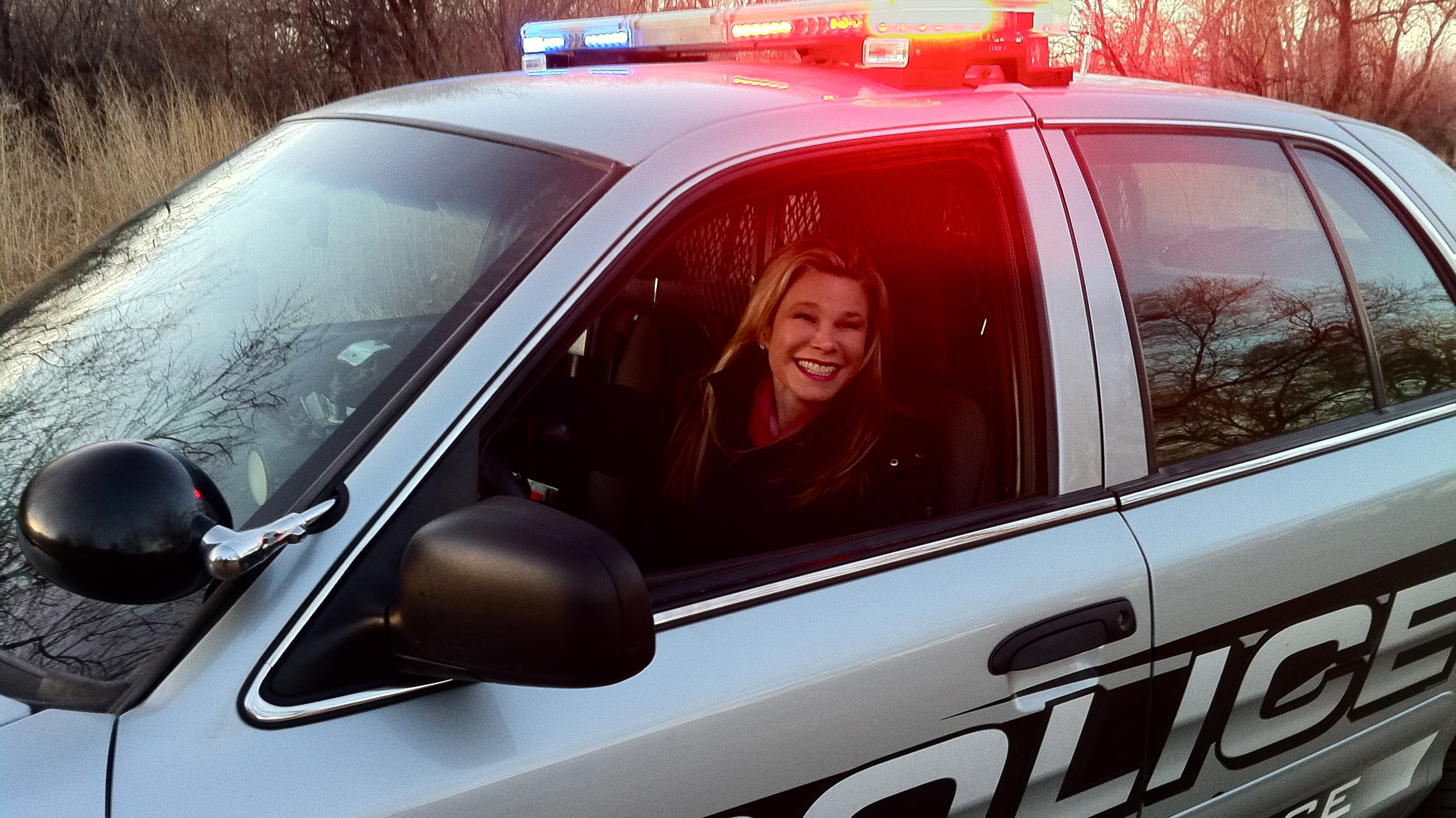 On Location: SHINY THINGS Florence, CO - Renée Berberian in Police Prop Vehicle