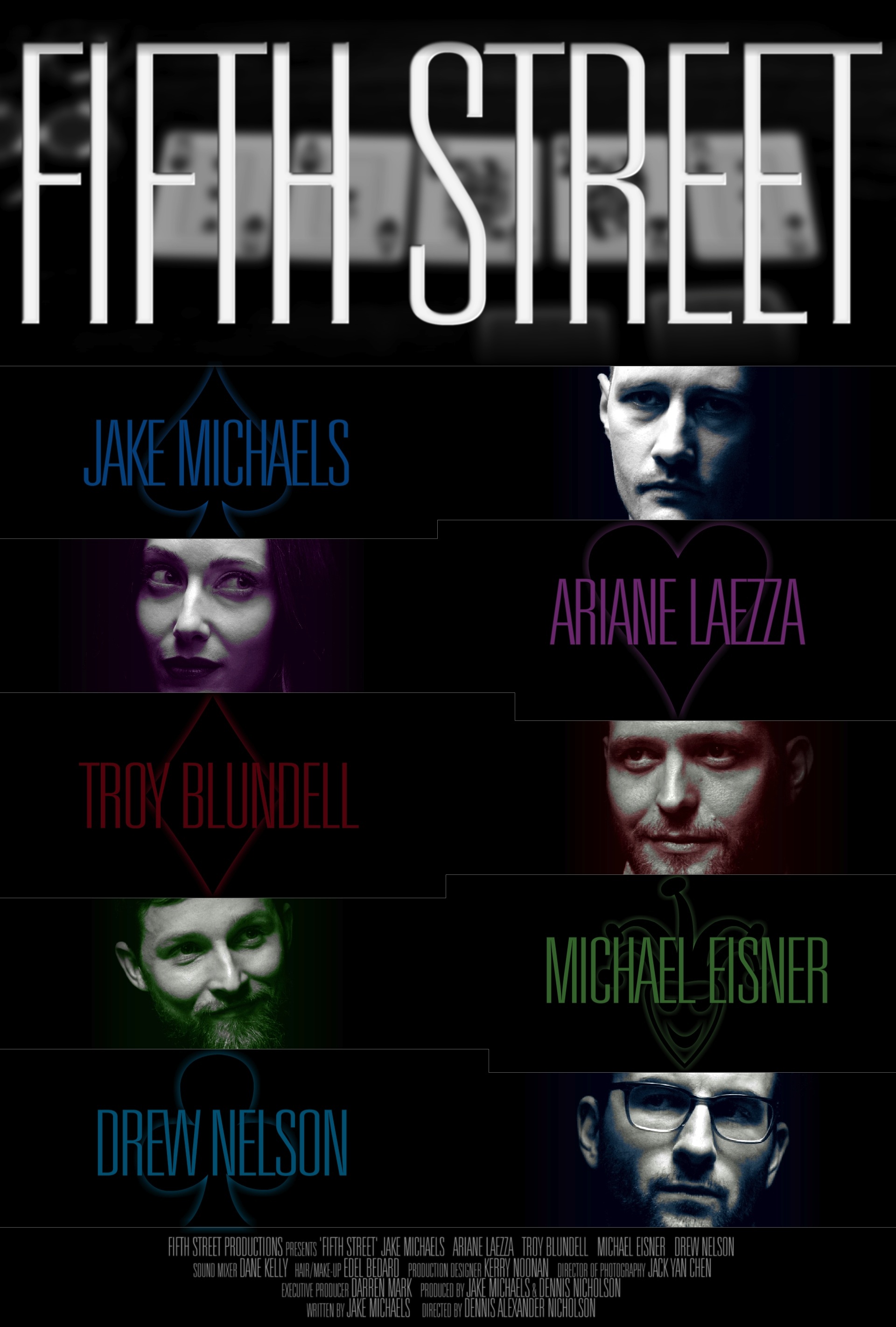 Still of Jake Michaels, Ariane Laezza, Troy Blundell, Michael Eisner(II), and Drew Nelson in Fifth Street (2015)