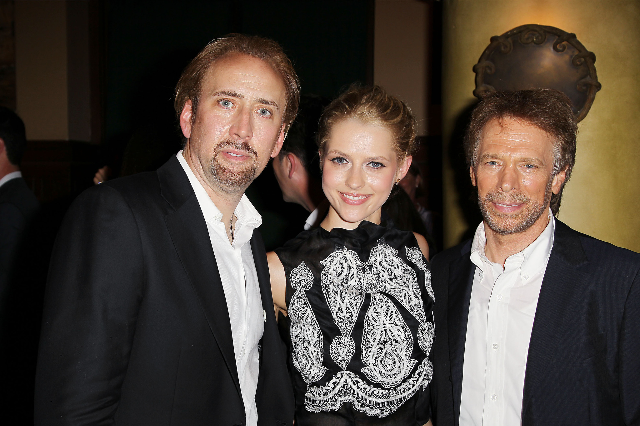 Nicolas Cage, Jerry Bruckheimer and Teresa Palmer at event of Burtininko mokinys (2010)