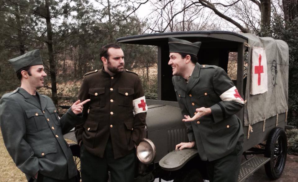 Production Shot: Walt meets two new friends in France as part of the ambulance core in World War I.
