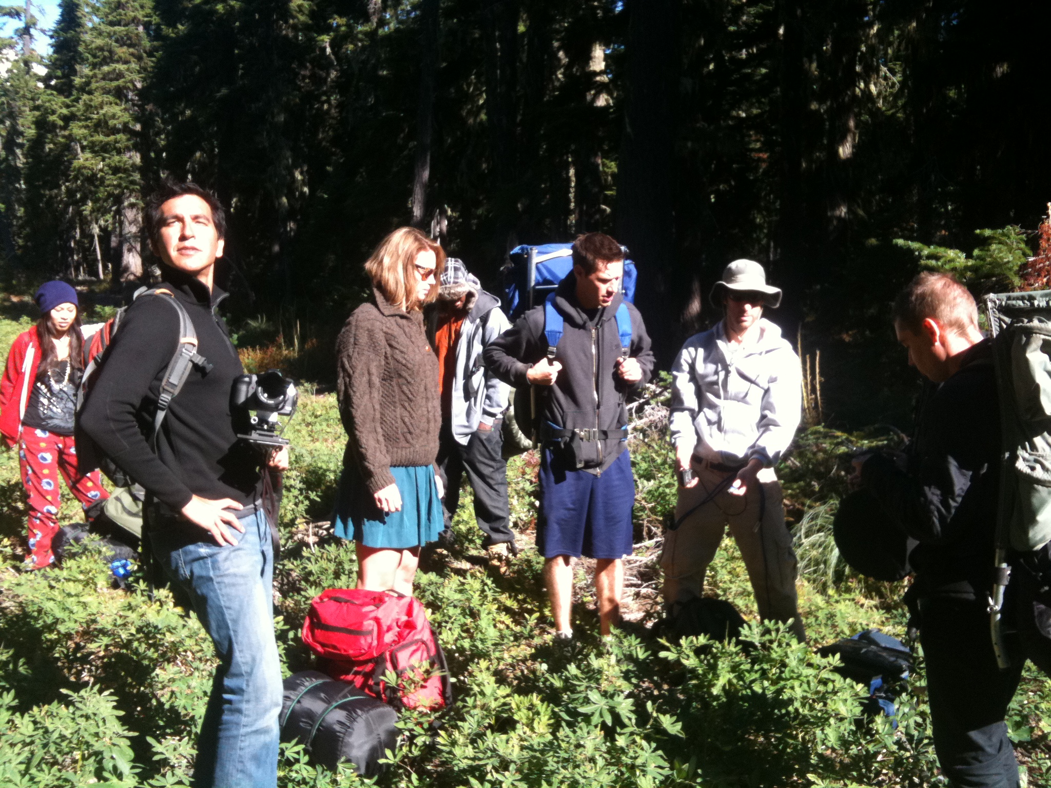 Director Ben Wolfinsohn talks to Michael Adam Hamilton on the set of 