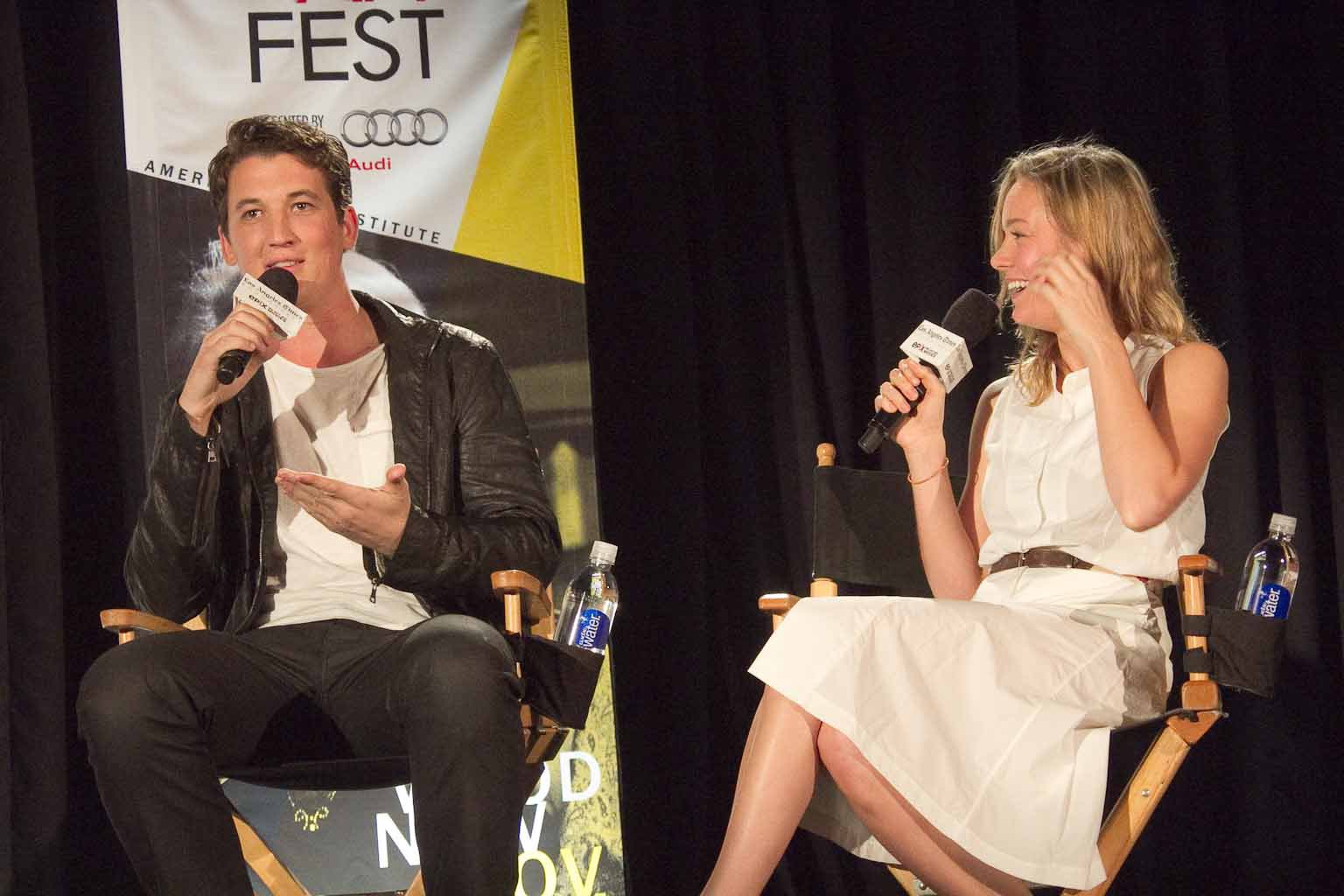 Miles Teller and Brie Larson at the Los Angeles Times Envelope Screening Series: Young Hollywood