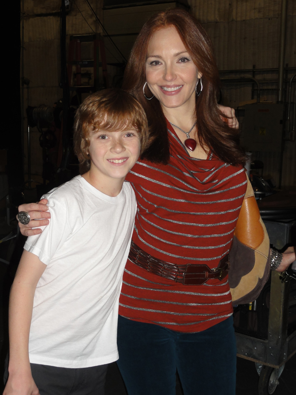 Sam Adler and Amy Yasbeck on the set of 
