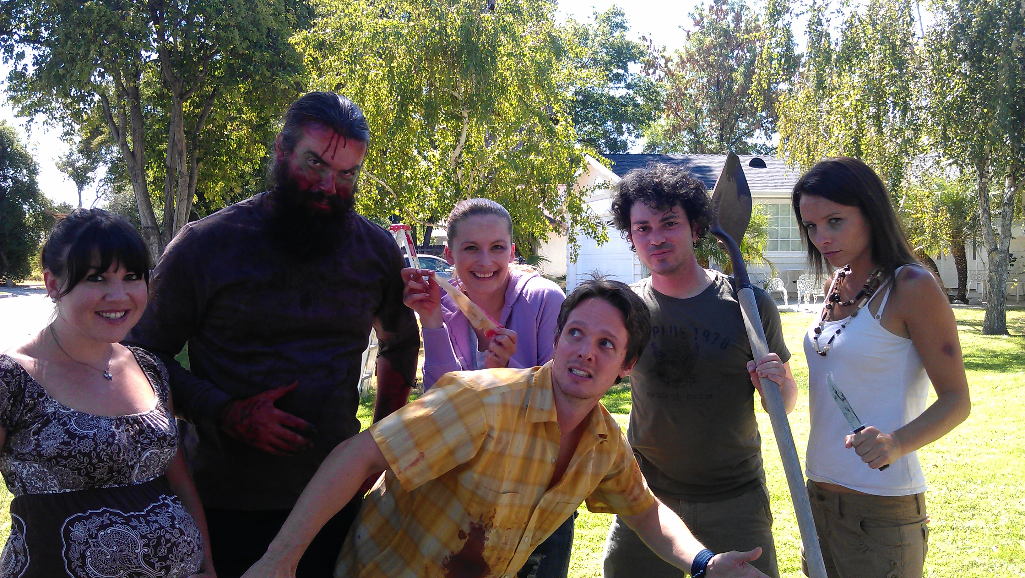 The cast of 'Blood Rush' plus zombie.