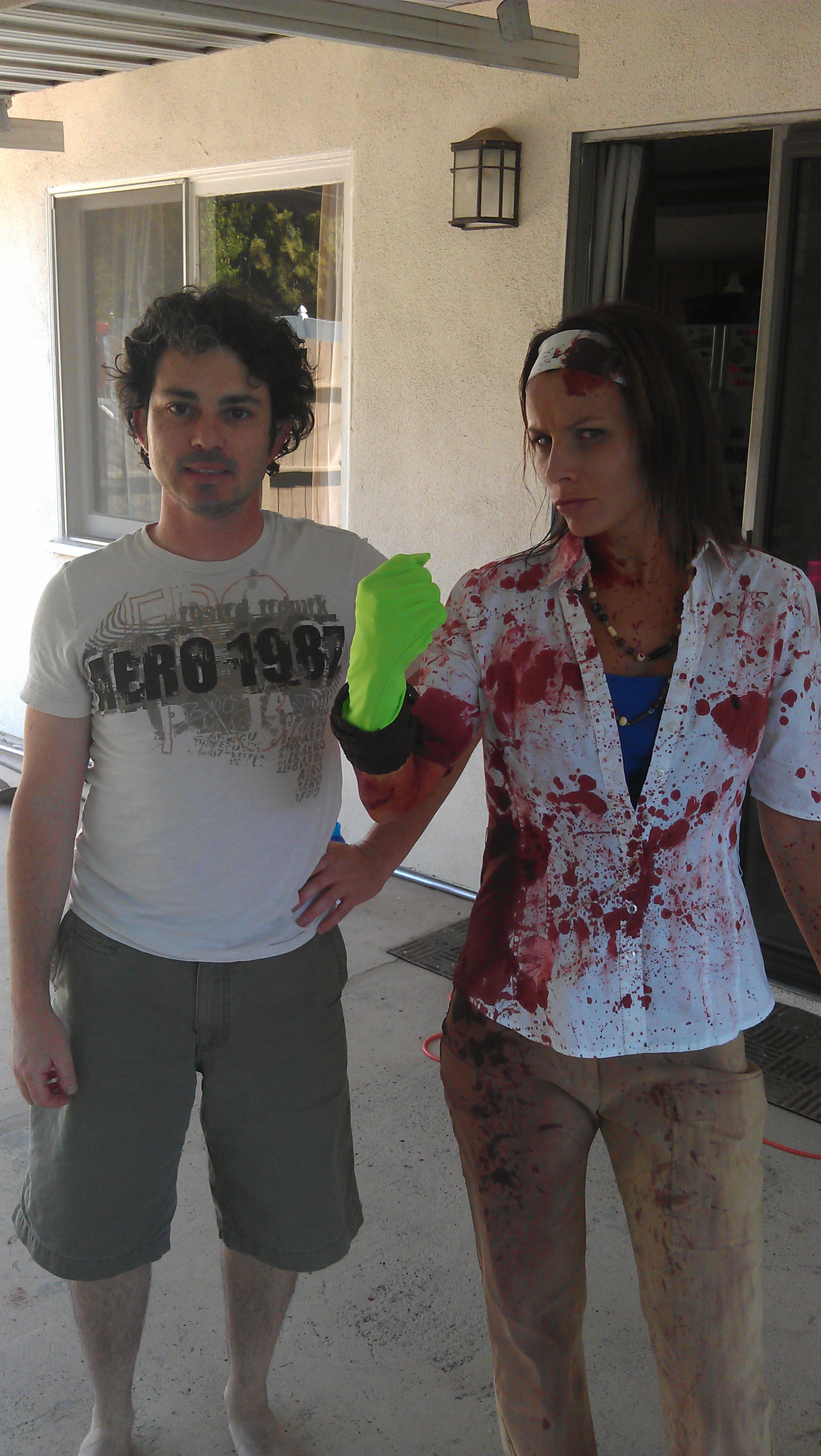 Getting the effect ready for star Helen Soraya's missing arm on 'Blood Rush.'