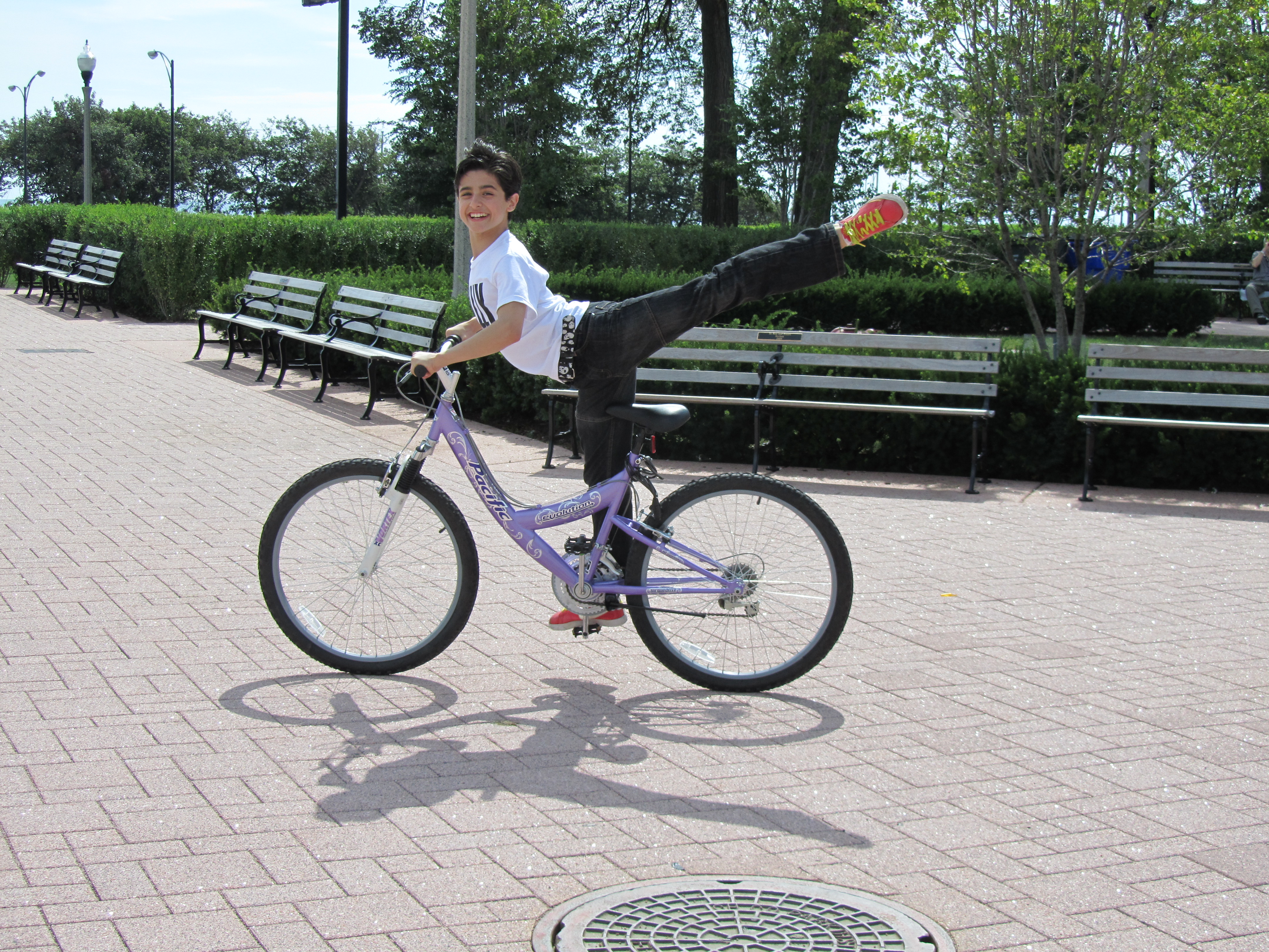 Giuseppe Riding his Bike in Chicago