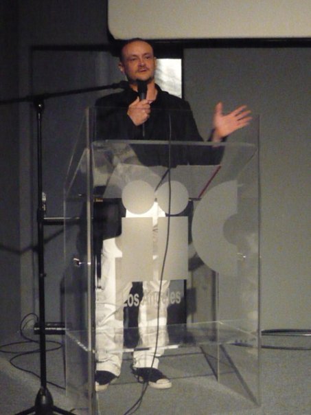 Delivering a speech at the IIC los Angeles