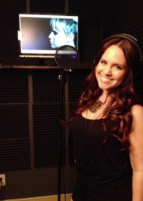 Claire Garrett in an ADR session for All American Horror