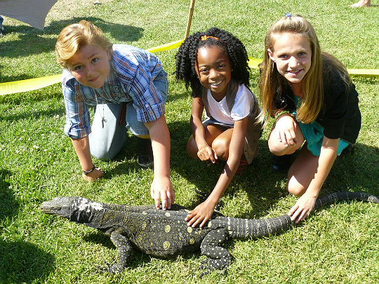 Zachary A Rice (L) & Skai Jackson (M), Lauren Suthers (R) at Kids Rock Music & Eco Fest at La Brea Tar Pits.