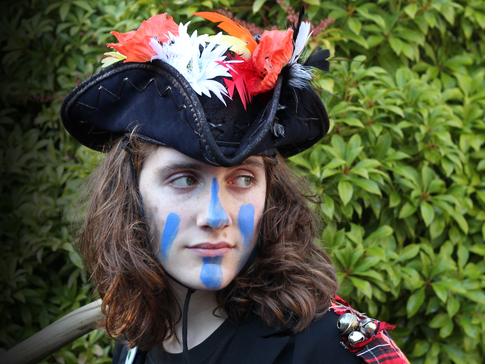 Dressed in Black Sheep Morris Dancer attire.